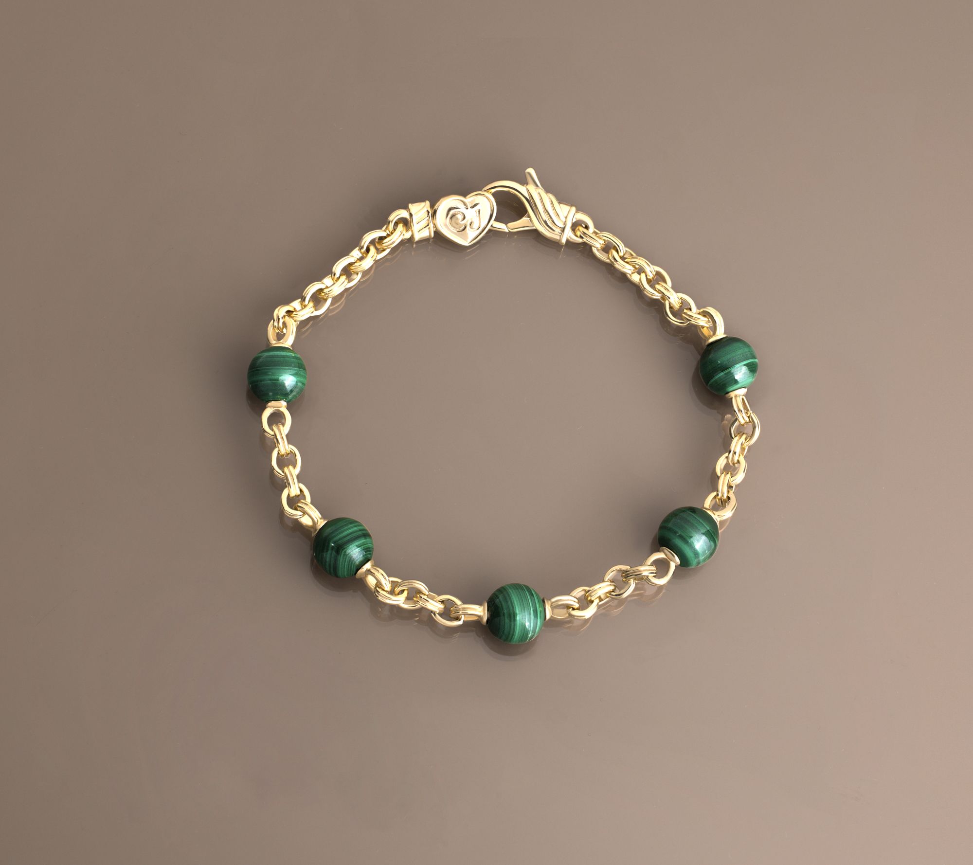 Christian James Gemstone 14K Gold Clad Bead Double Rolo Bracelet