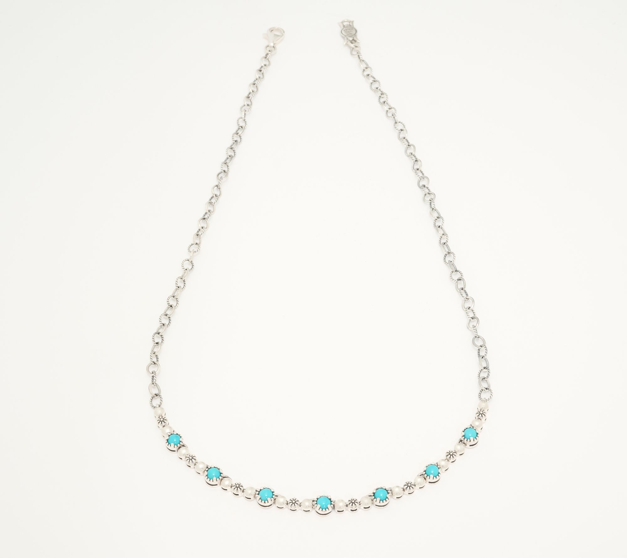 American West Sterling Silver Gemstone Concha Crescent Necklace