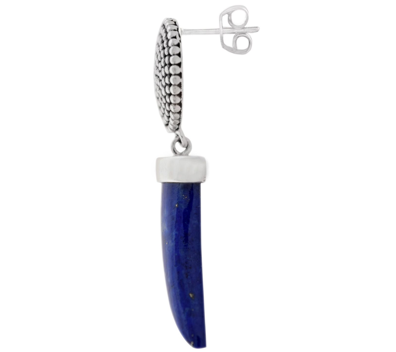 Artisan Crafted Sterling Silver Lapis Horn Earrings