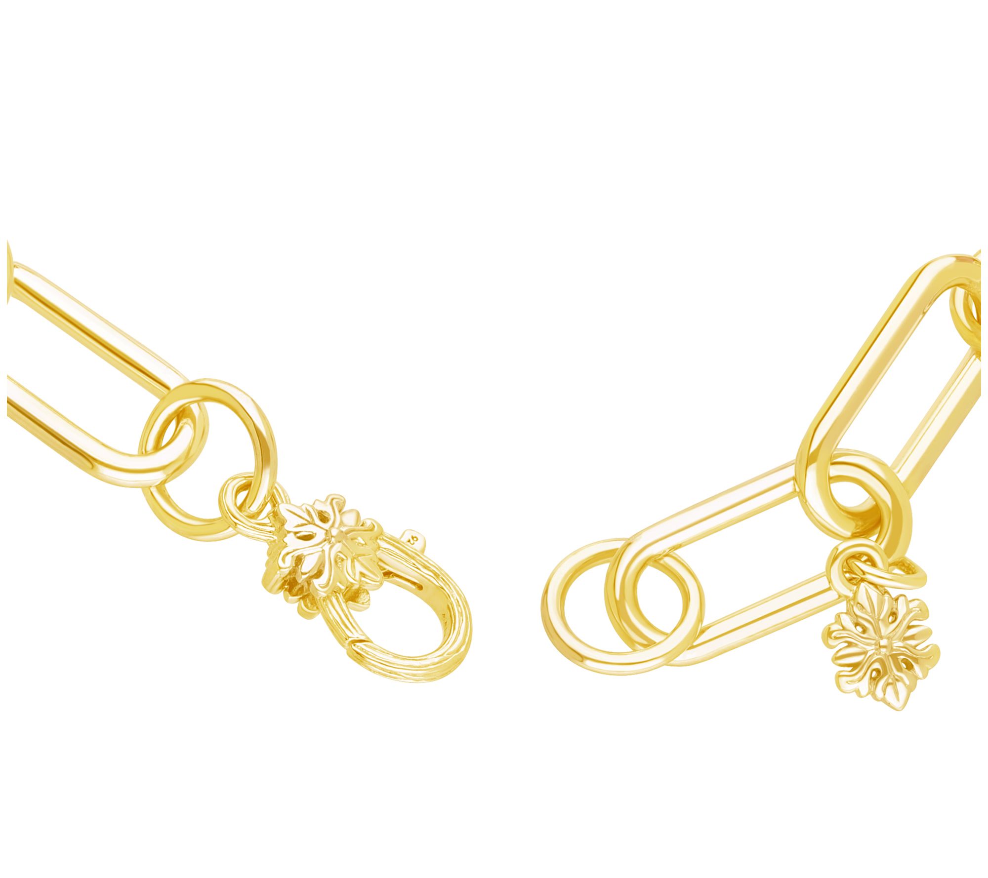 Ariva Silver 18K Clad Paperclip Gemstone Station Bracelet