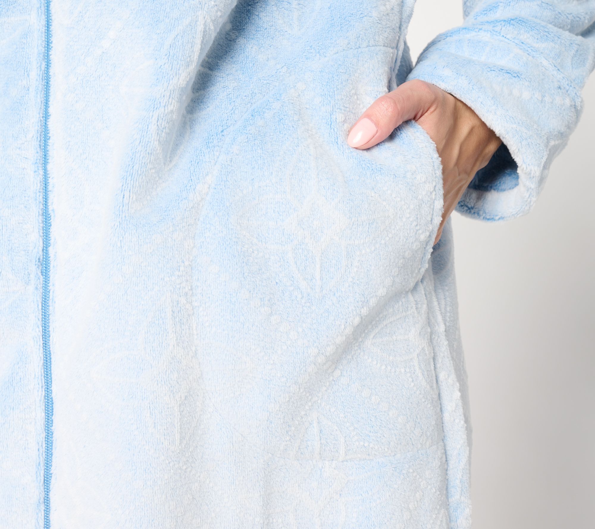 Stan Herman Burnout Silky Plush Zip Robe