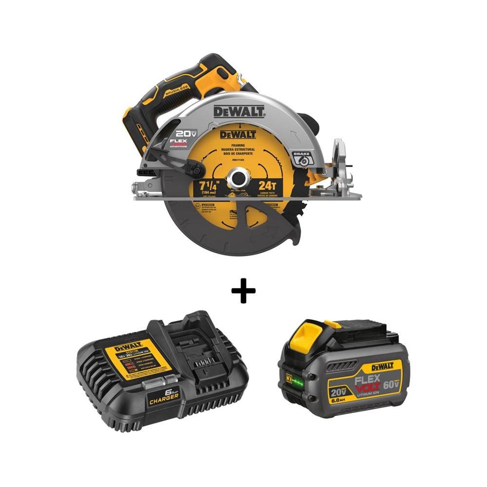 DeWalt 20-Volt Max Cordless Brushless 7-1/4 in. Circular Saw with FLEXVOLT Advantage and (1) FLEXVOLT 6.0Ah Battery Kit