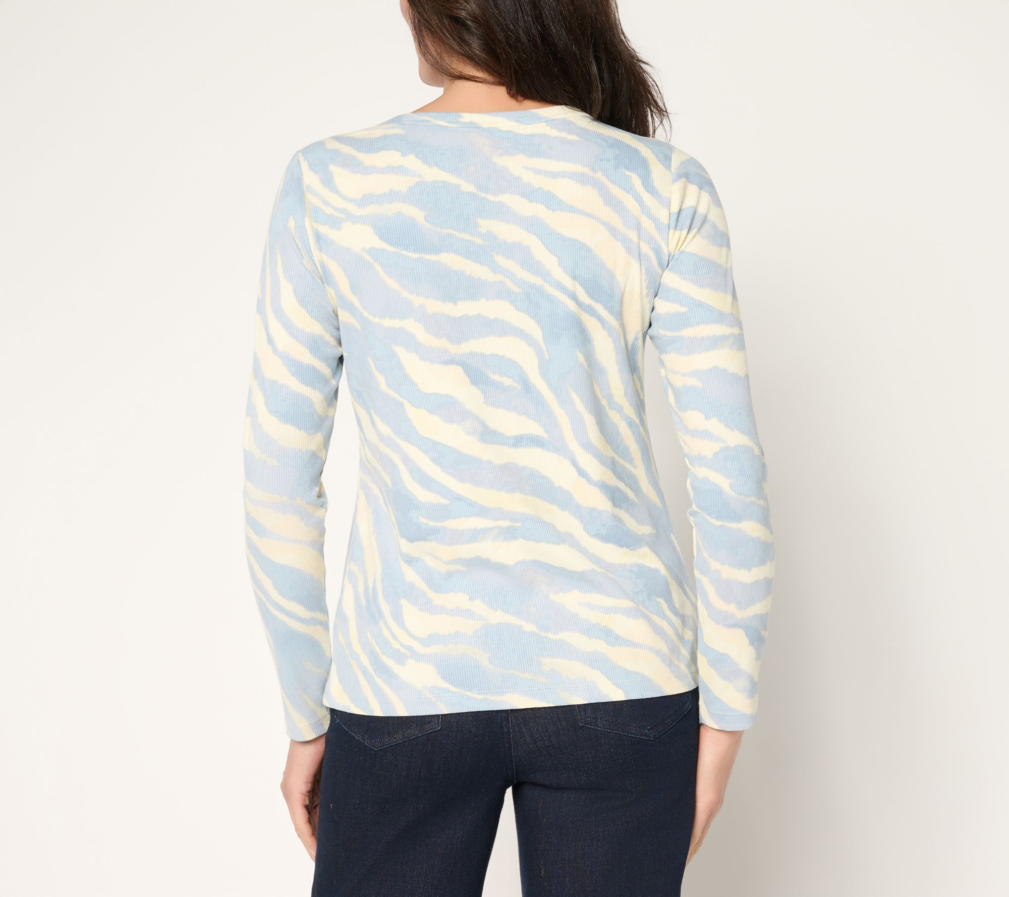 Susan Graver Weekend Printed Rib Knit Crew Neck Top