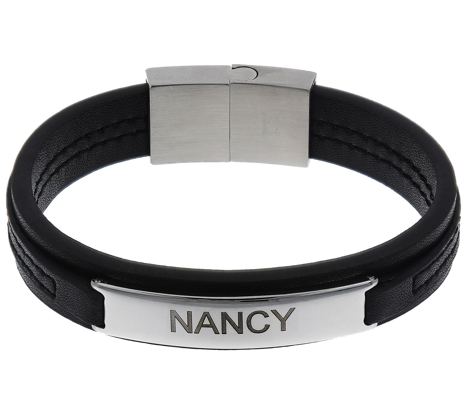 Steel by Design Personalized Leather Bracelet