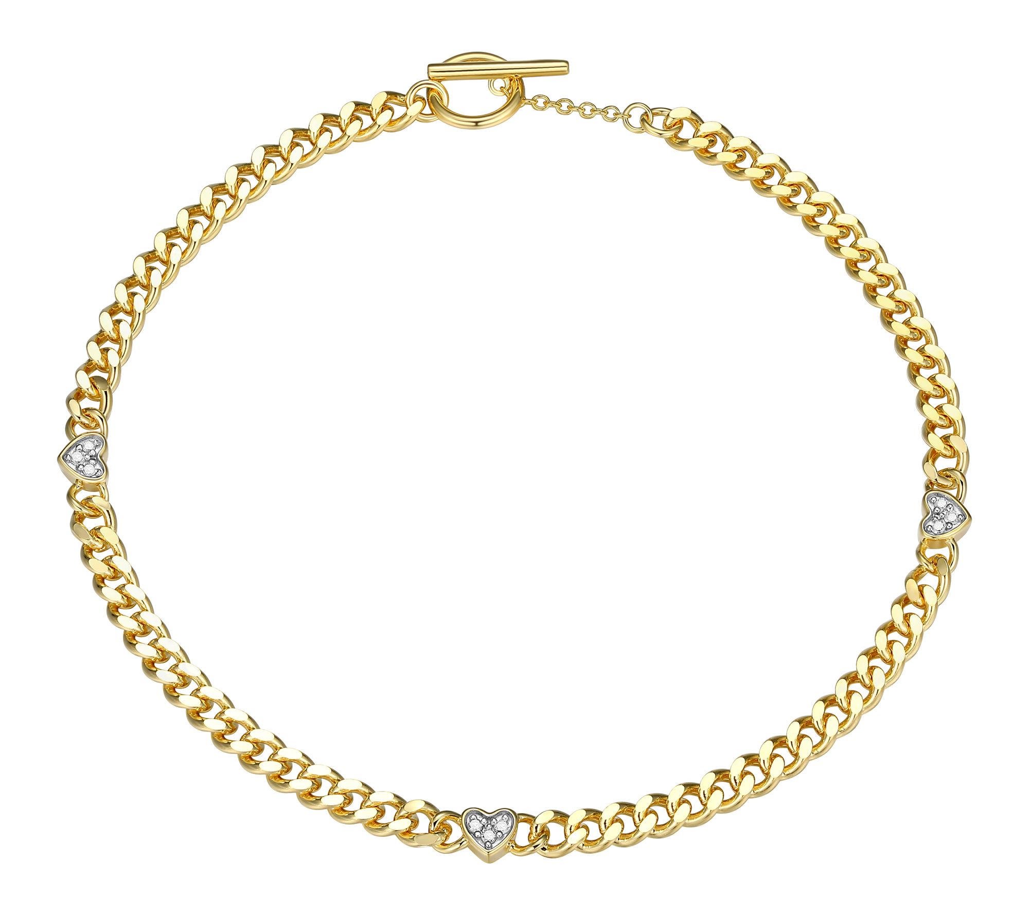 Diamond Accent Chain Bracelet, 18K Gold Plated