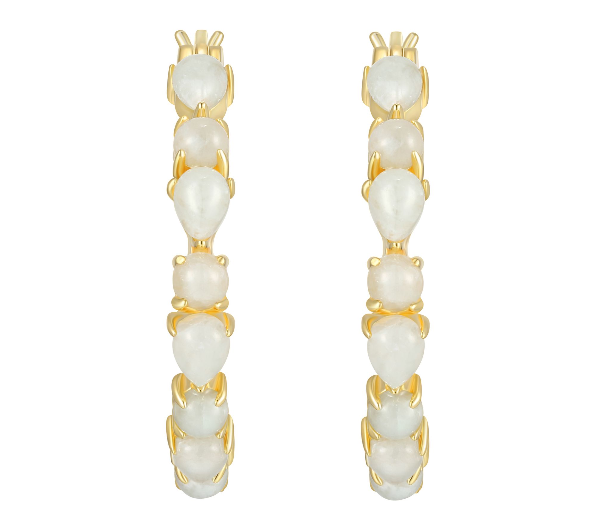 Dynasty Jade Pear & Round 25mm Hoop Earrings, 18K Gold Plated