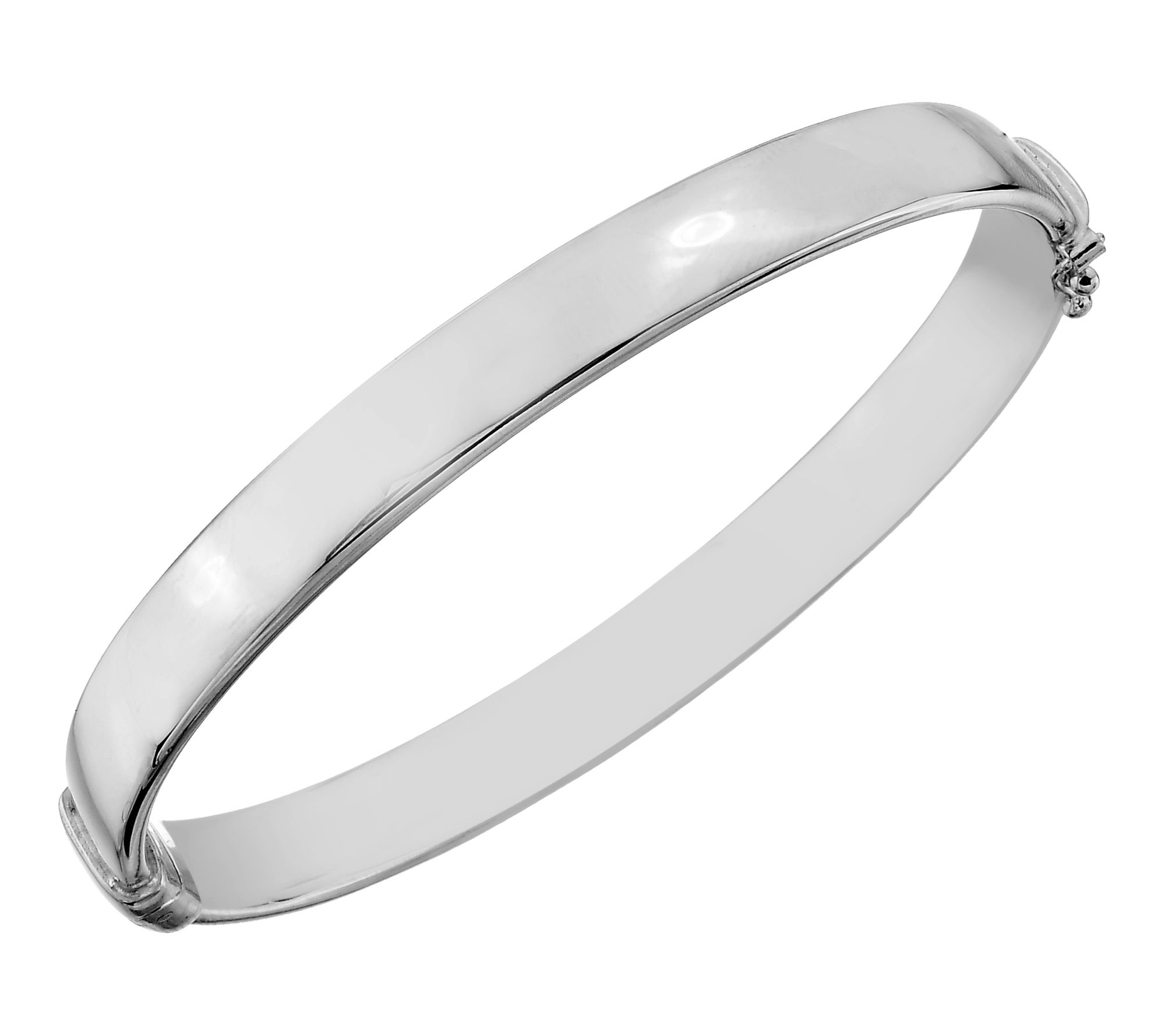 Silver Style Polished Oval Hinged Bangle Bracelet, Sterling