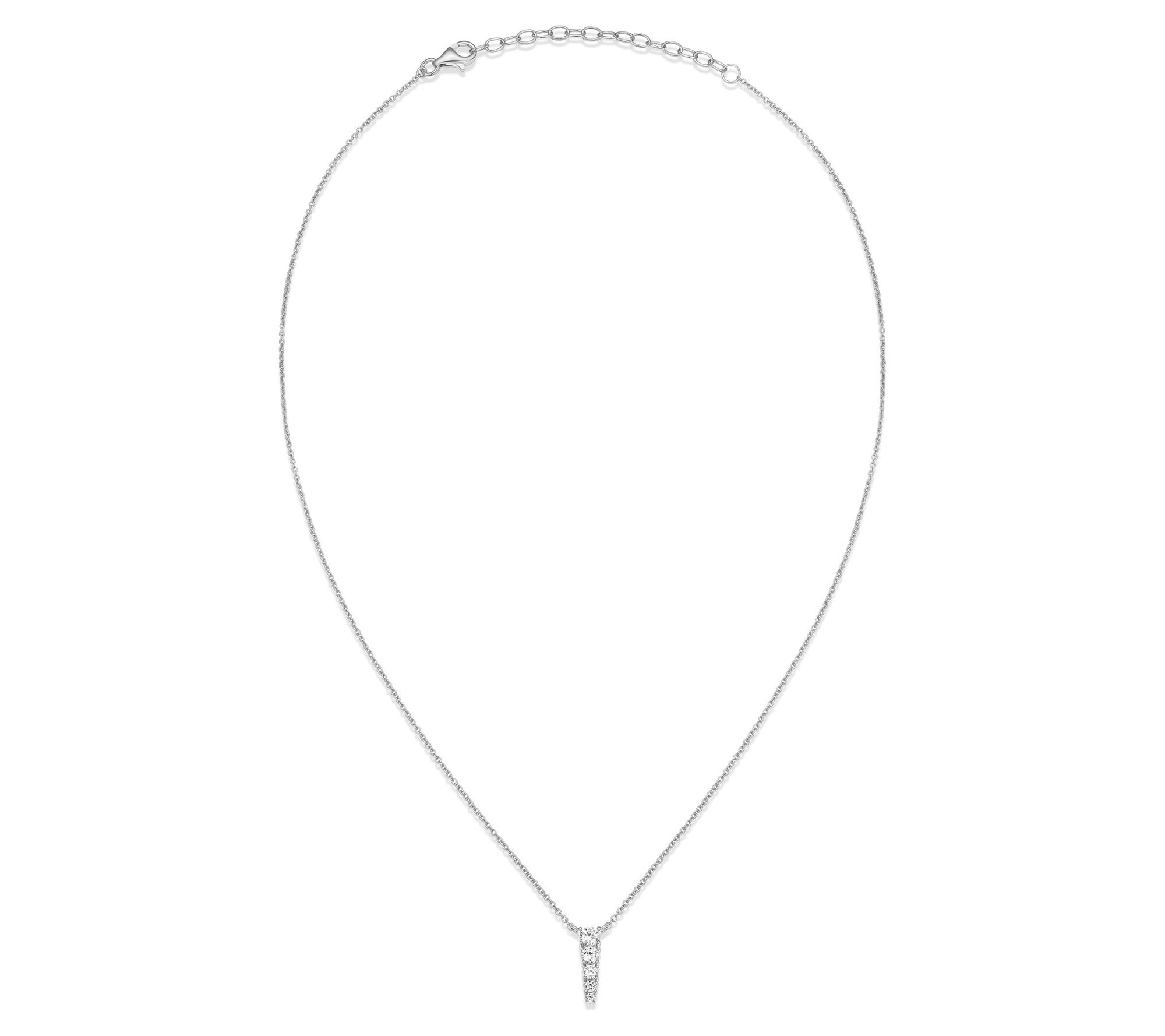 Diamonique Graduated 5 Stone Drop Necklace, Sterling Silver