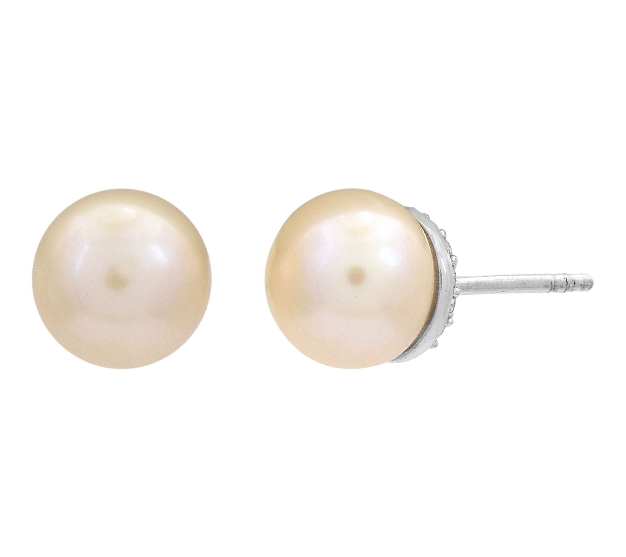 Affinity Cultured Pearls Button Earrings, Sterling Silver