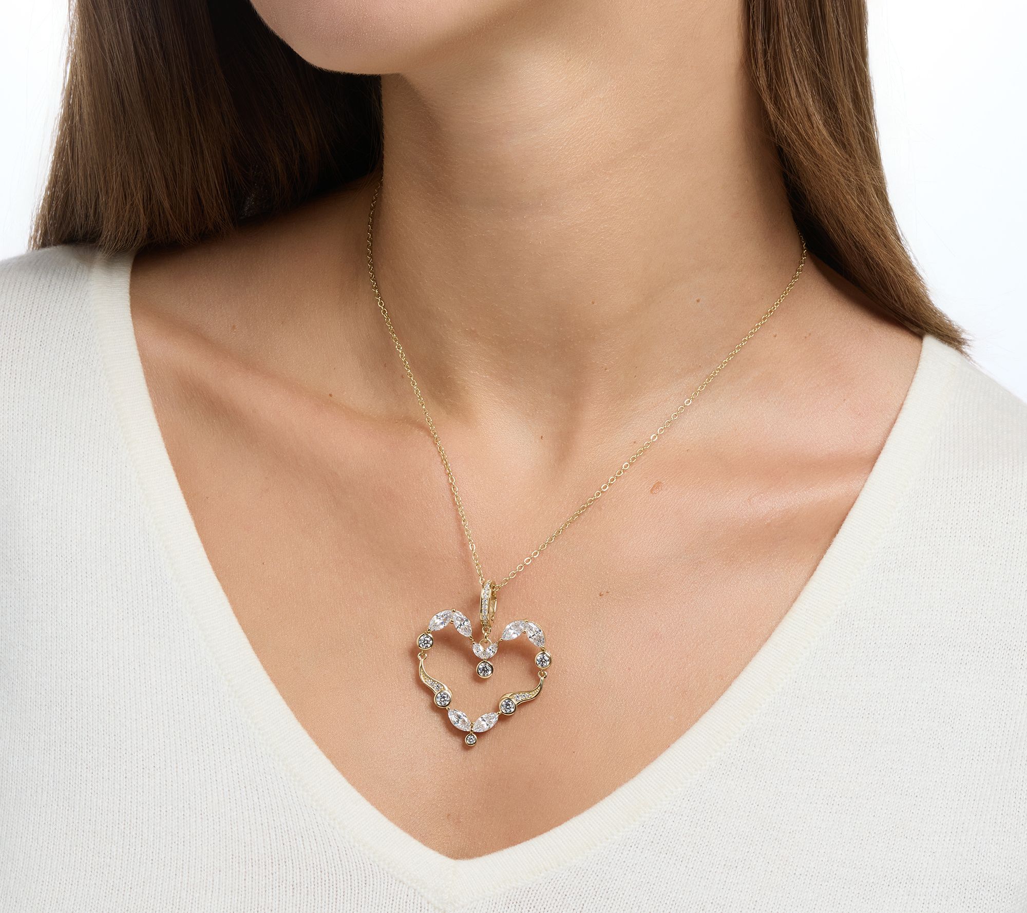 Diamonique x Lulu Frost Heart Charm Necklace, Sterling Silver