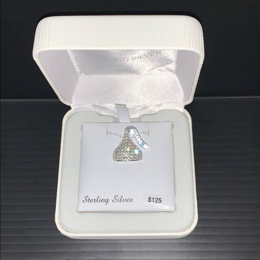 Sterling Silver Crystal Hershey&s Kiss Pendant Necklace