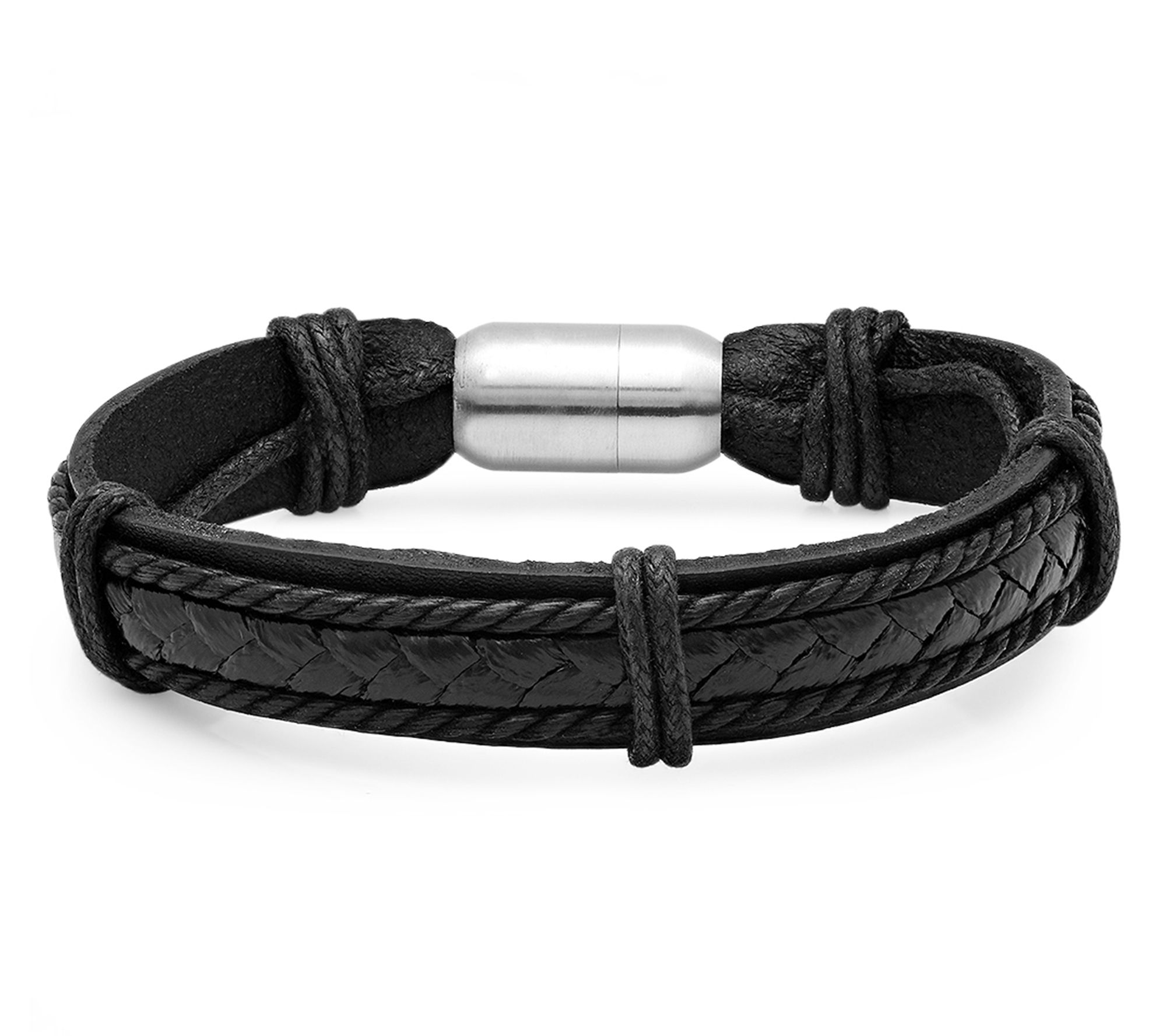 Steel by Design Men's Braided Leather Bracelet