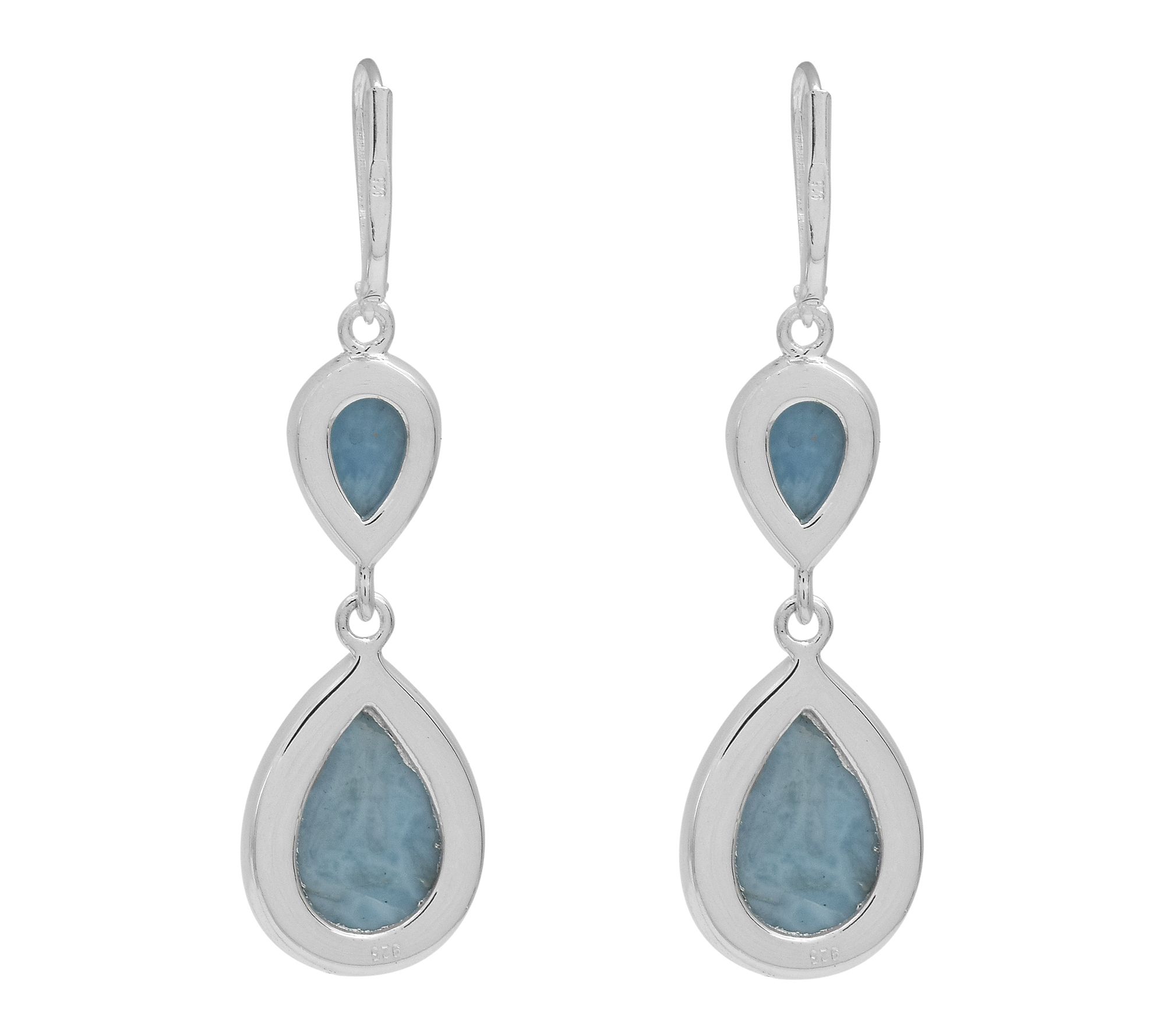 Affinity Gems Pear Cut Larimar Drop Earrings, Sterling