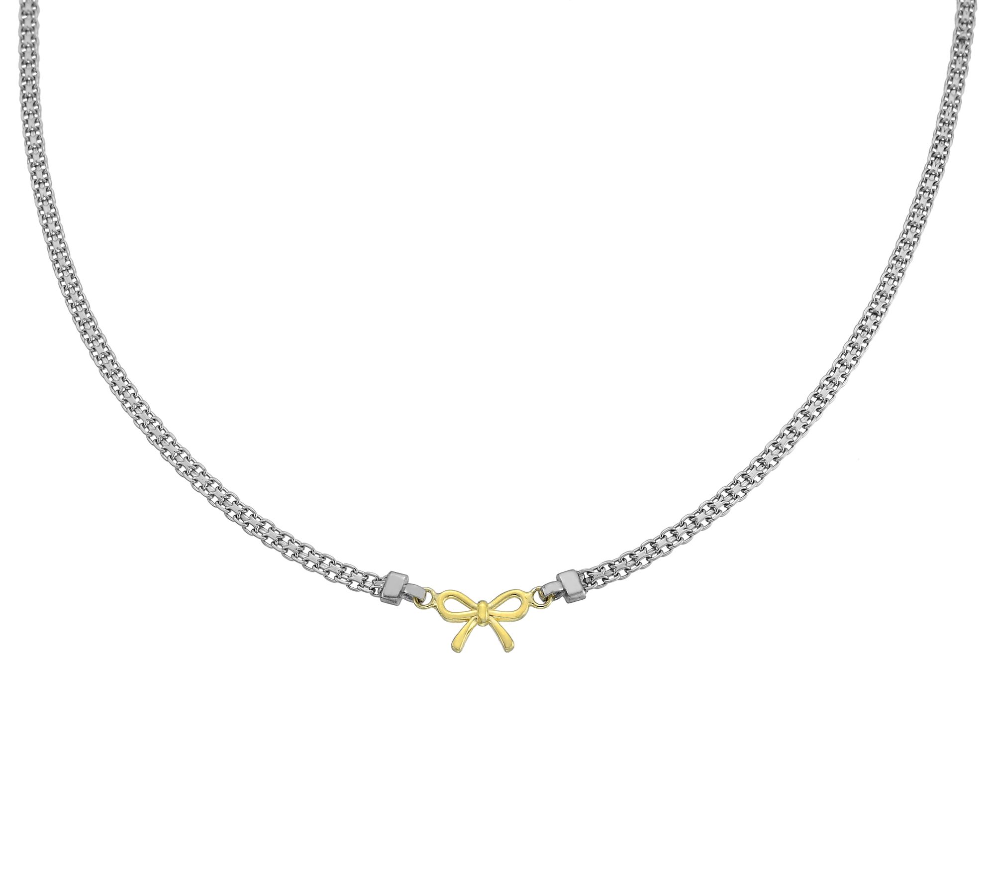 Silver Style Two-Tone Bow Bismark Necklace, Sterling