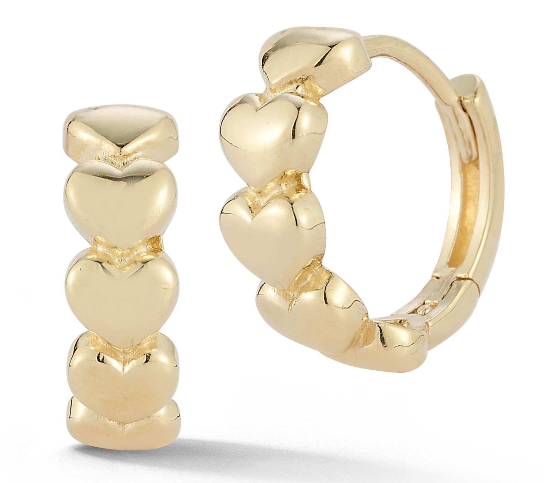 Luminosa Gold Puffed Heart Huggie Hoop Earrings , 14K