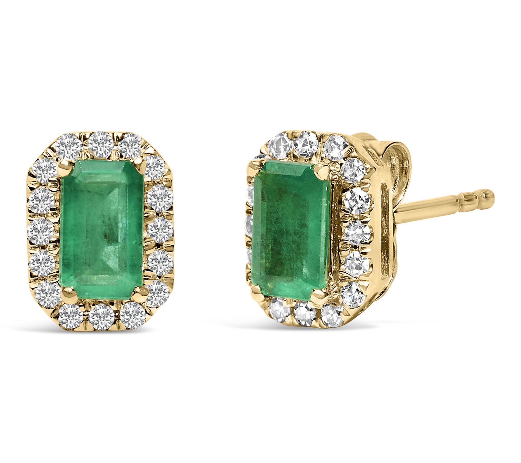 Haus of Brilliance Emerald & Diamond Halo Earrings, 10K Gold