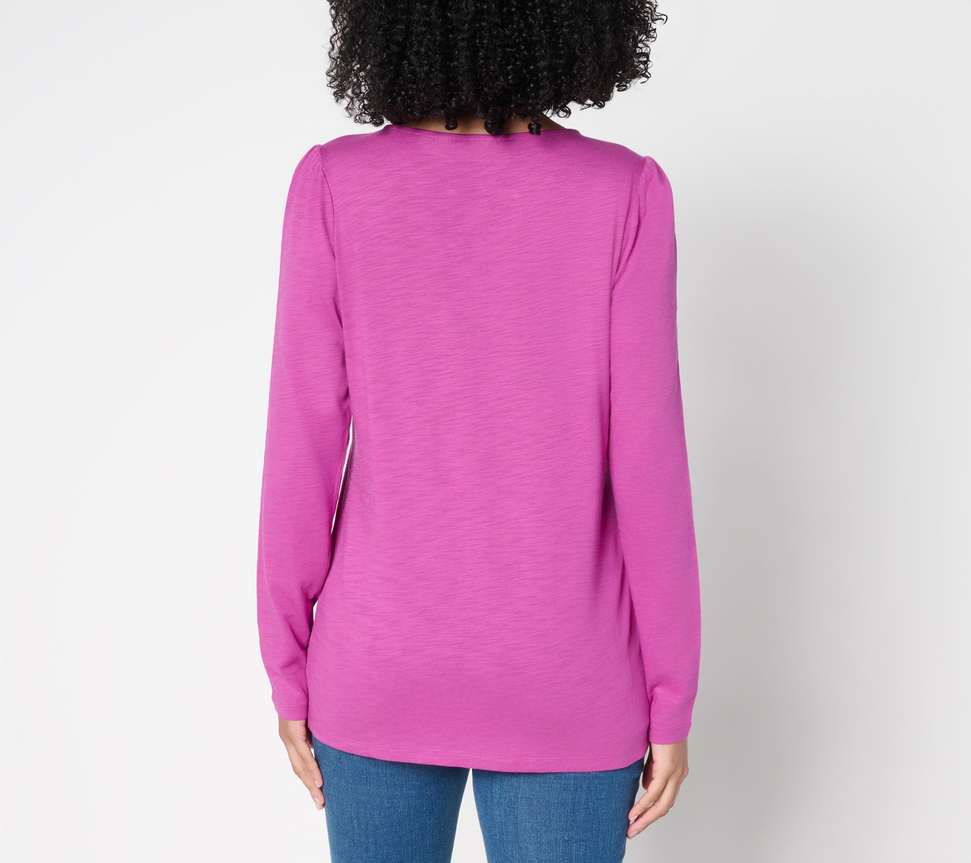 Belle by Kim Gravel Slub Knit U Neck Tie Front Top