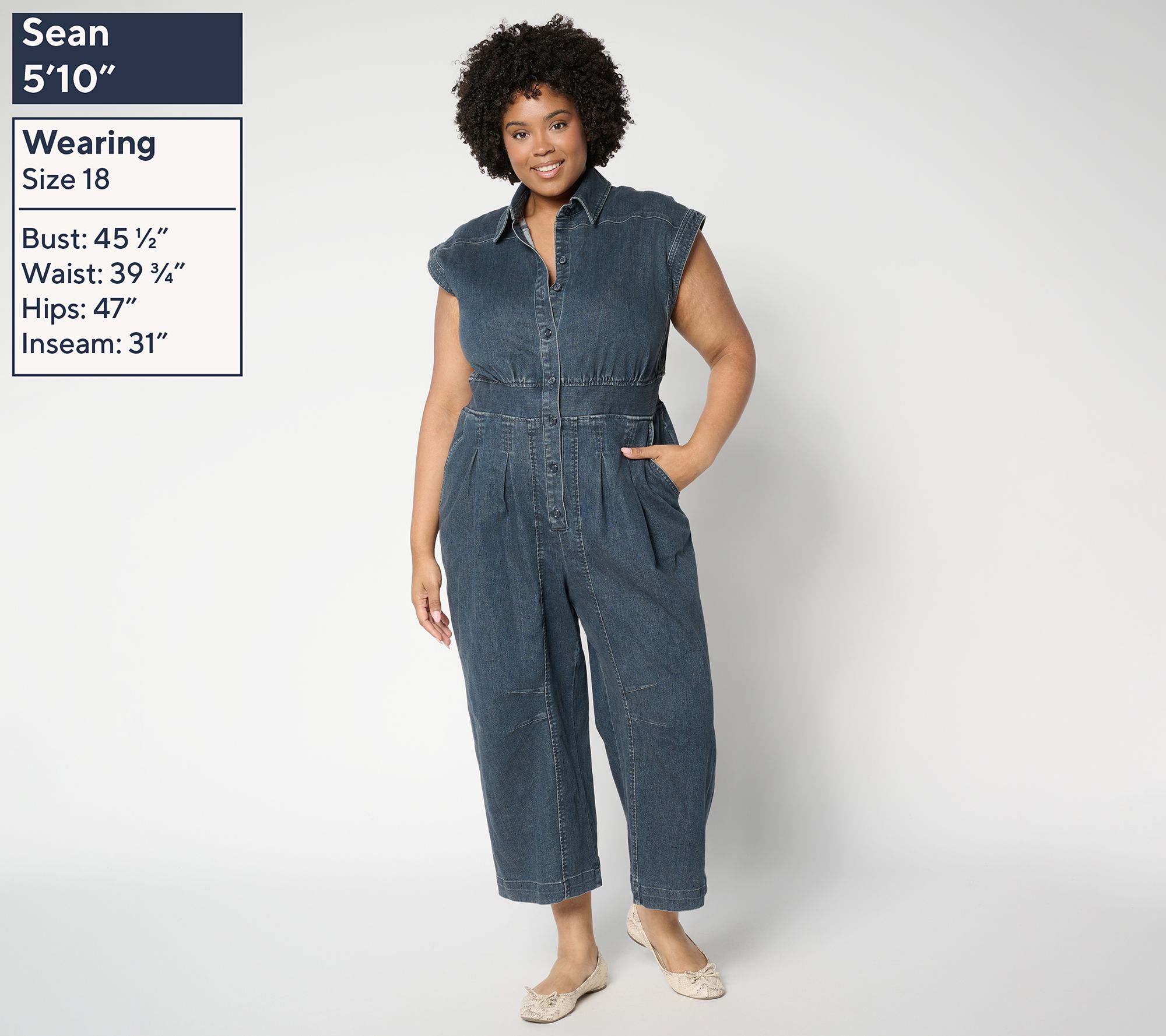 Me by Jennie Garth Regular Ankle Length Denim Jumpsuit