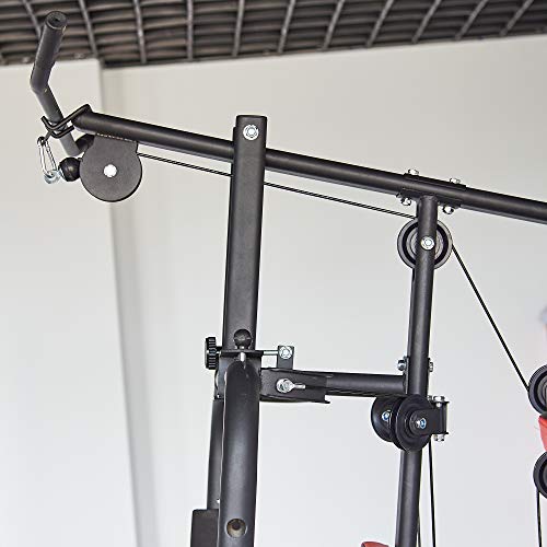 BalanceFrom-Home-Gym-System Workout-Station with 380LB of Resistance, 145LB-Weight Stack, Home Gym- Black & Red