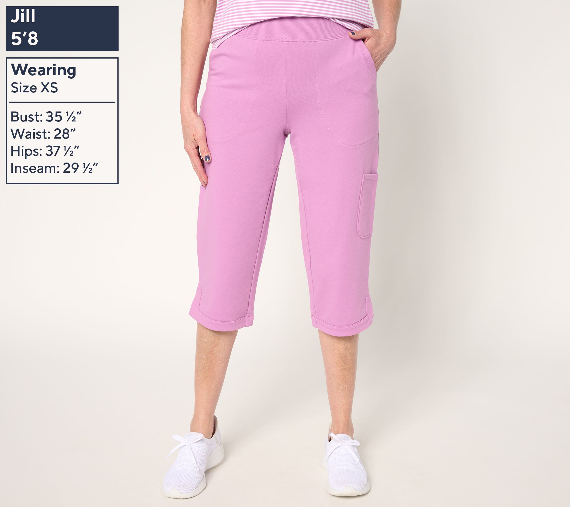 Denim & Co. Active Petite French Terry Straight Leg Capri Pants