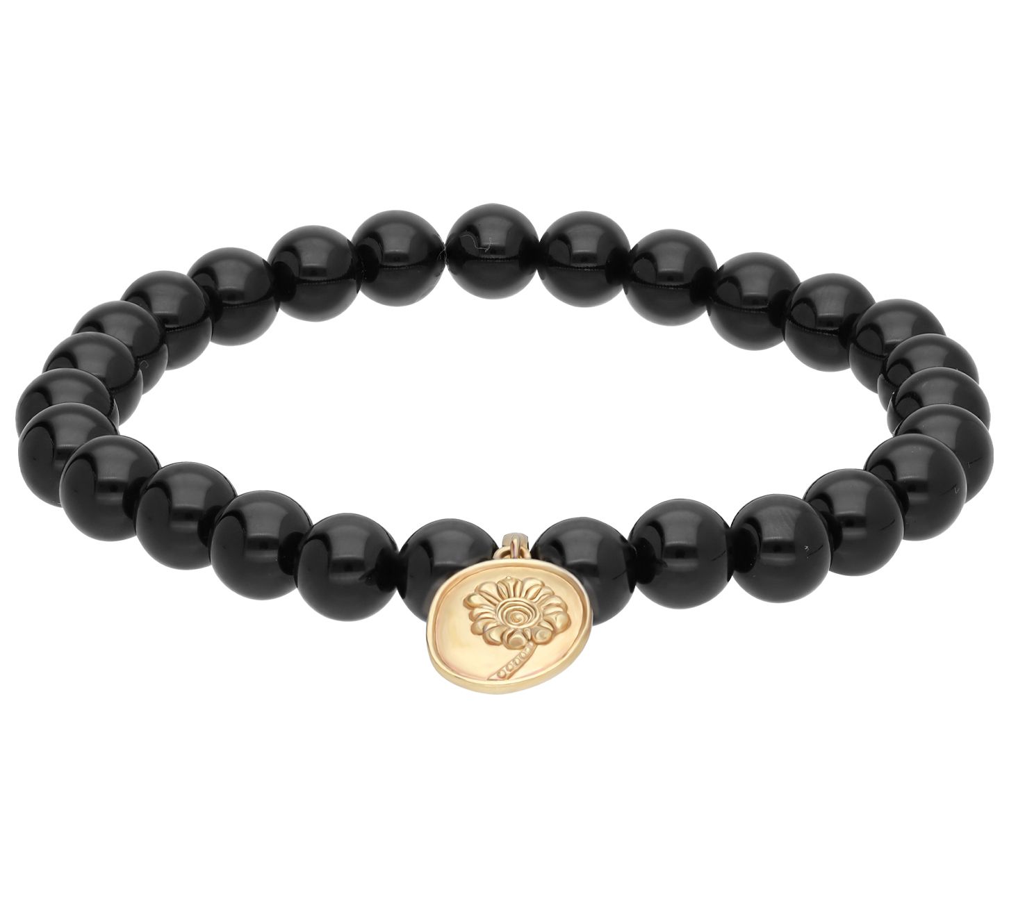 Elyse Ryan 14K Gold Clad Charm Onyx Bead Bracelet
