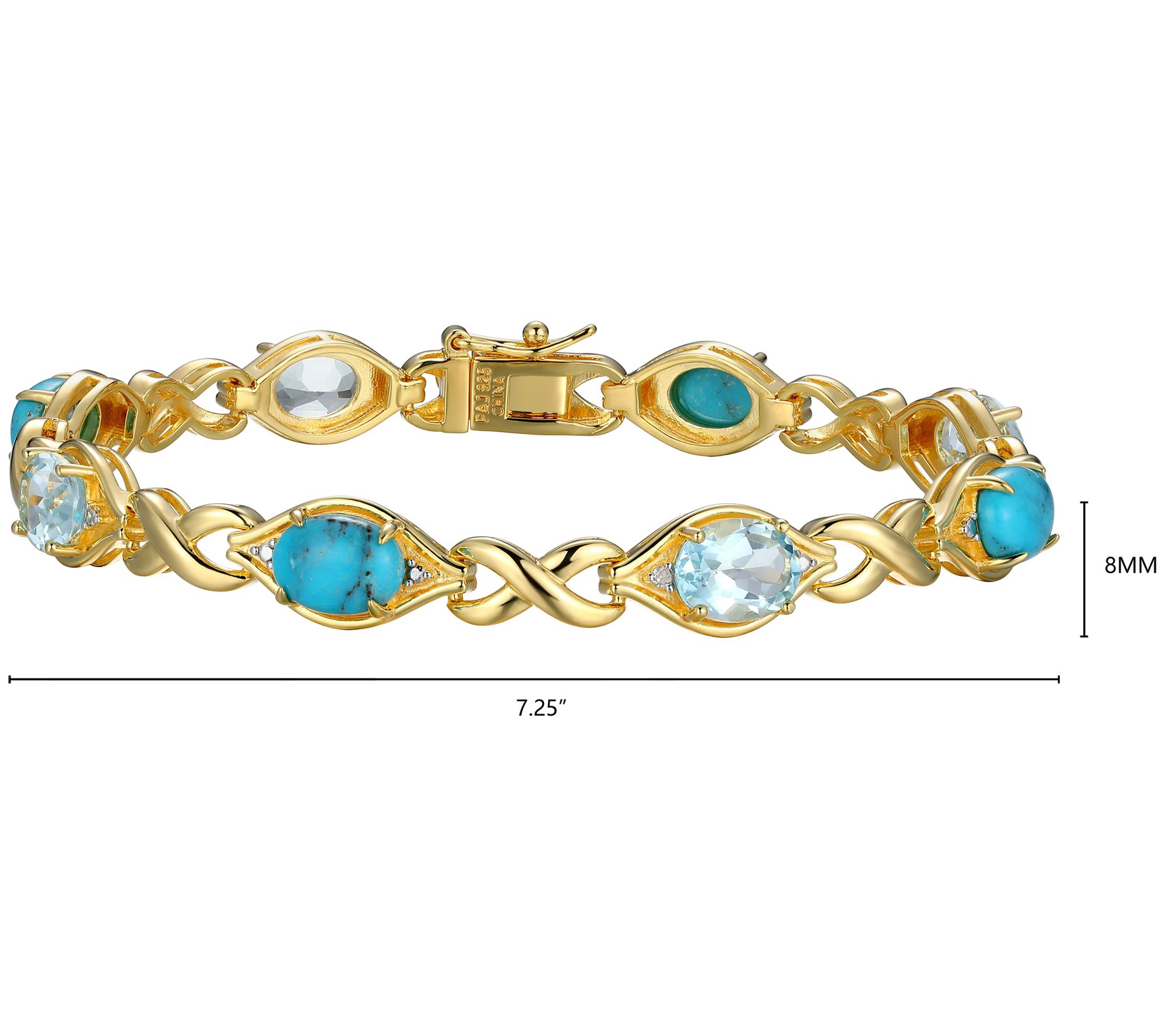 Affinity Gems Turquoise & Topaz Bracelet, 18K Gold Plated