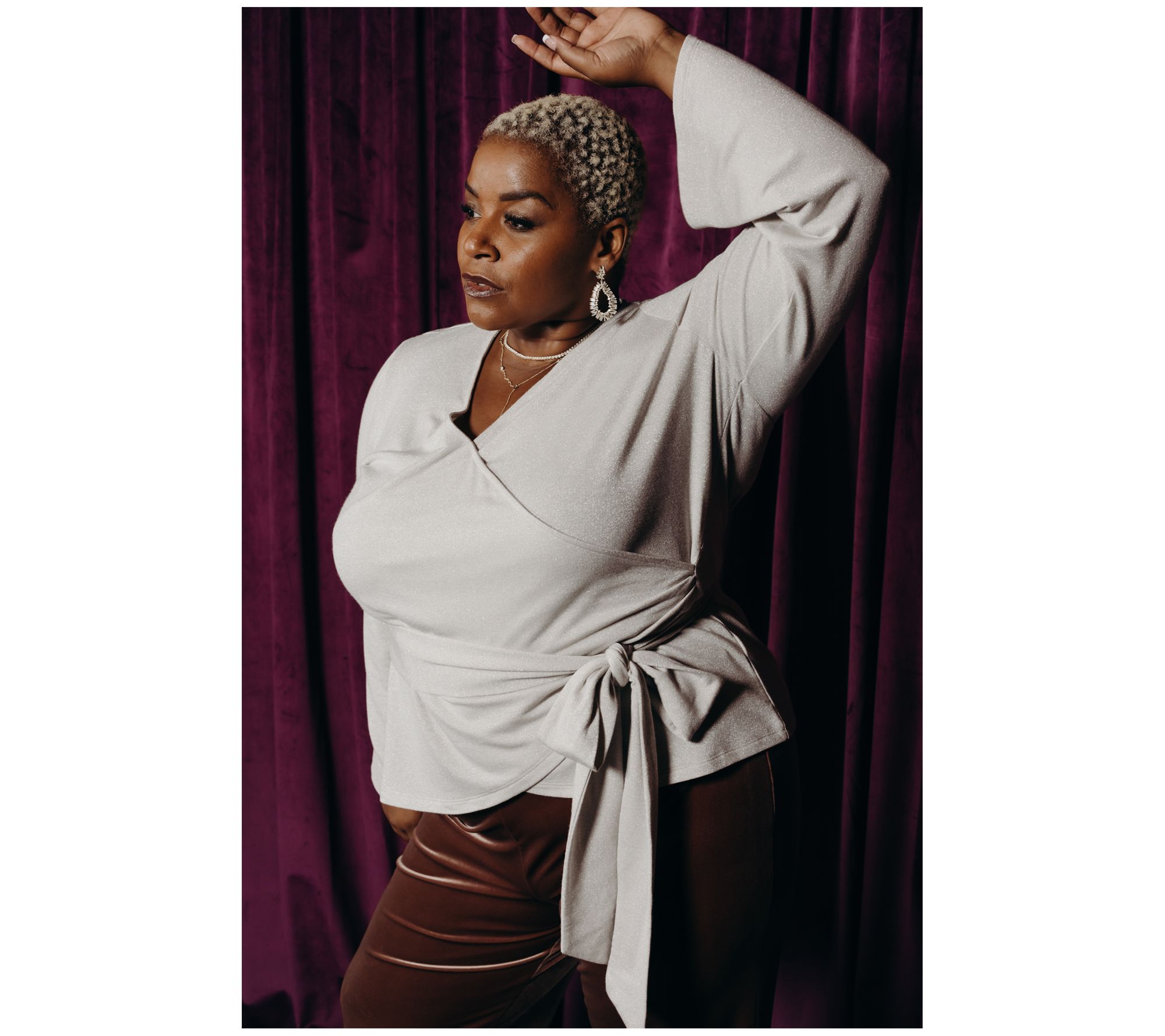 Me by Jennie Garth Wilder Knit Wrap Top