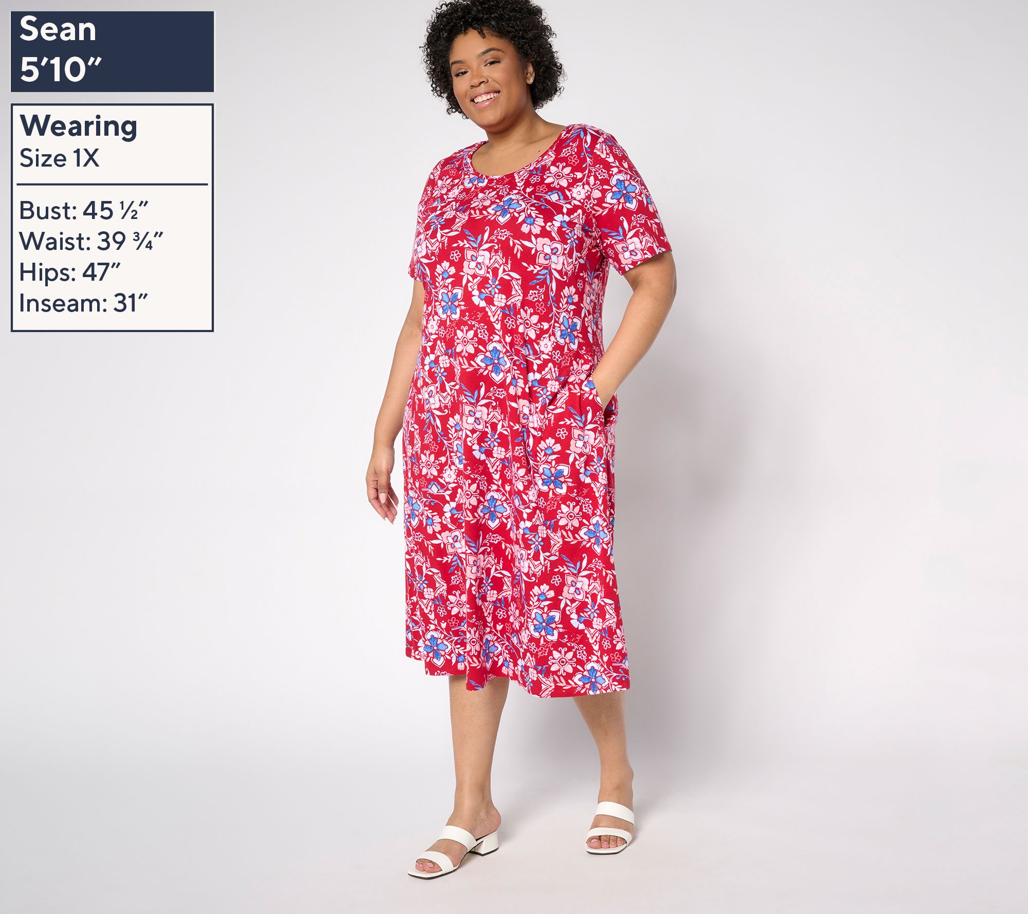 Denim & Co. Petite Favorite Jersey Short Sleeve Midi Dress