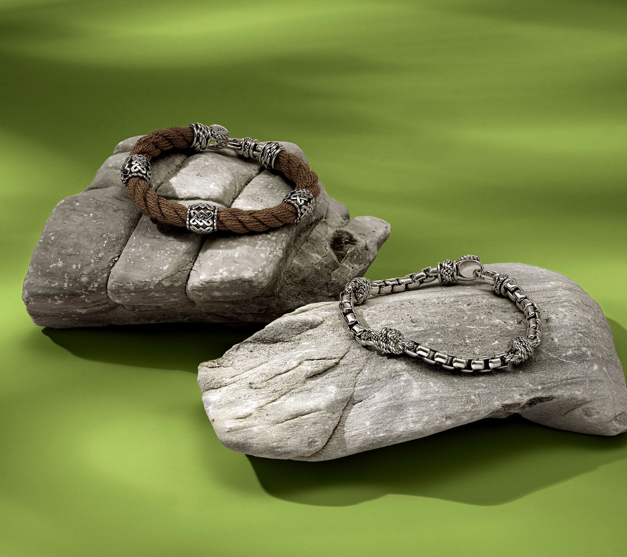 JAI Ireland Sterling Silver Sailors Knot Station Cara Rope Bracelet