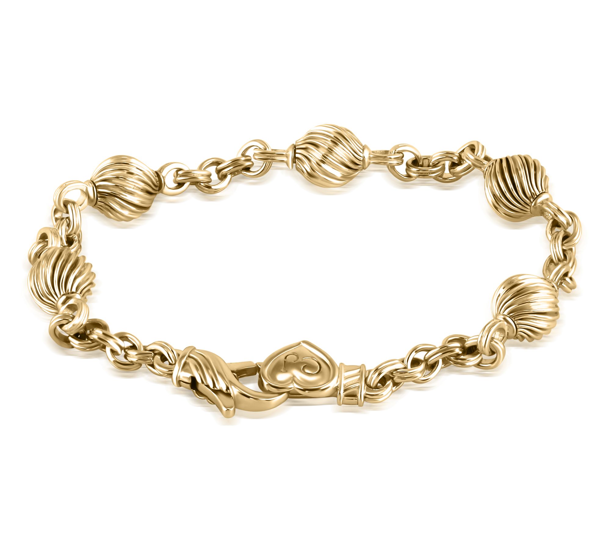 Christian James 14K Gold Clad Bead Station RoloLink Bracelet