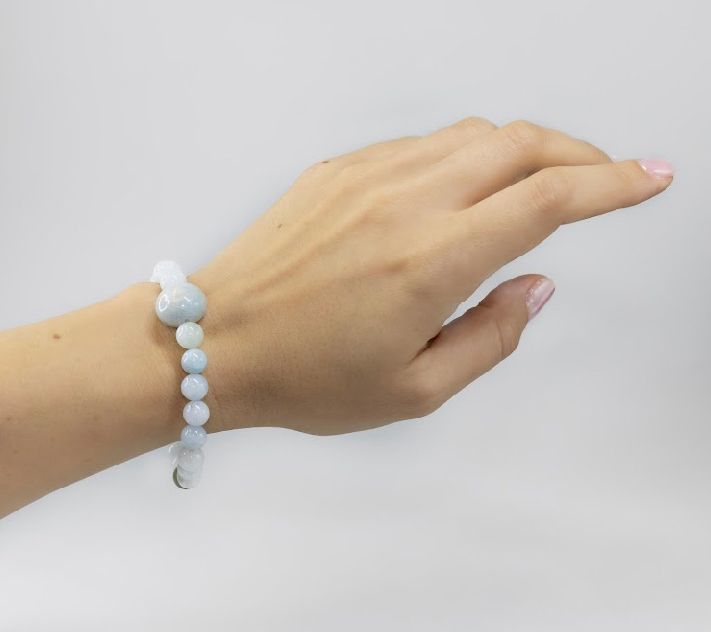 Alkeme STACK-EM Aquamarine Beaded Stretch Bracelet