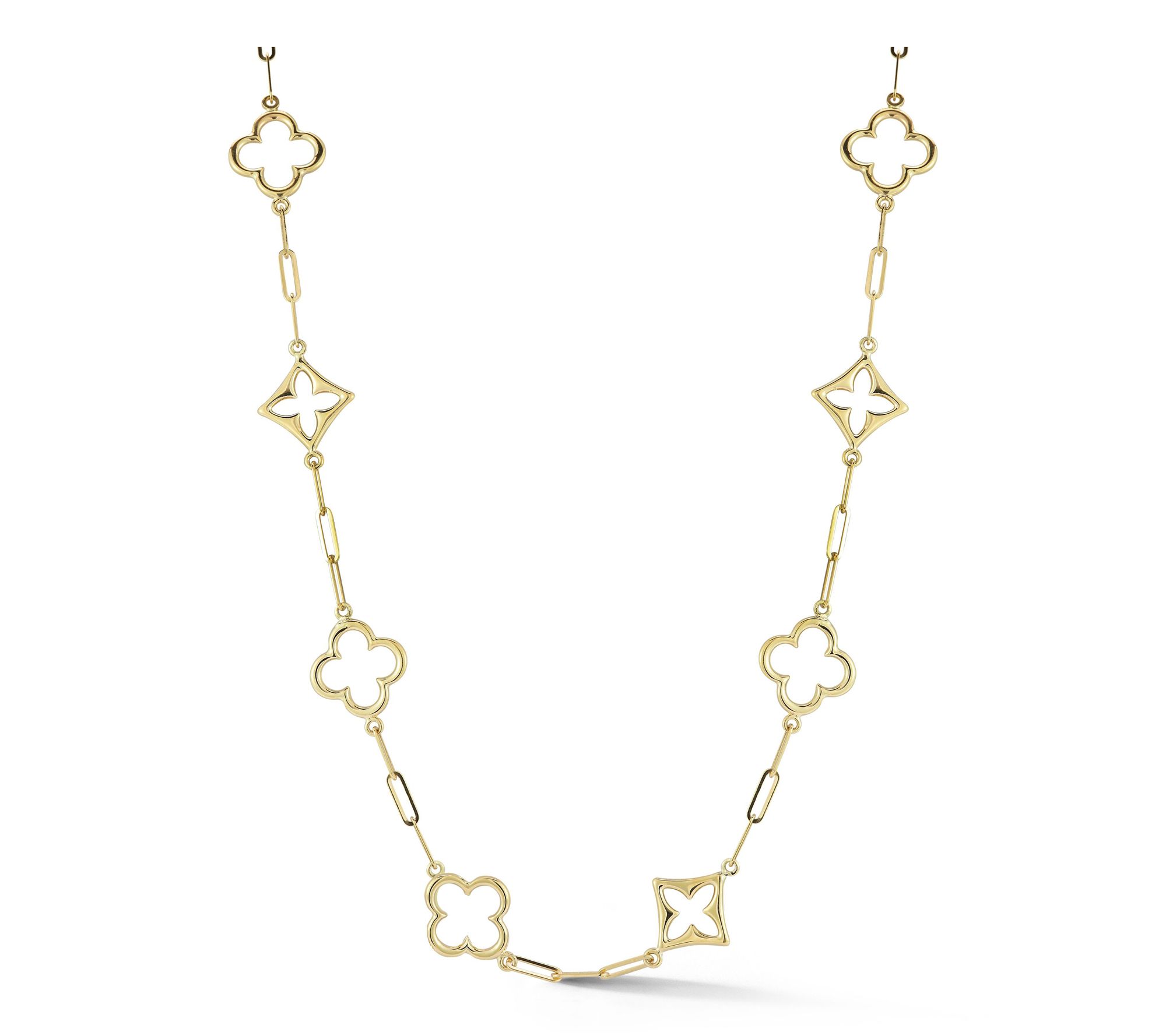 Luminosa Gold Open Work Clover Chain Necklace,14K