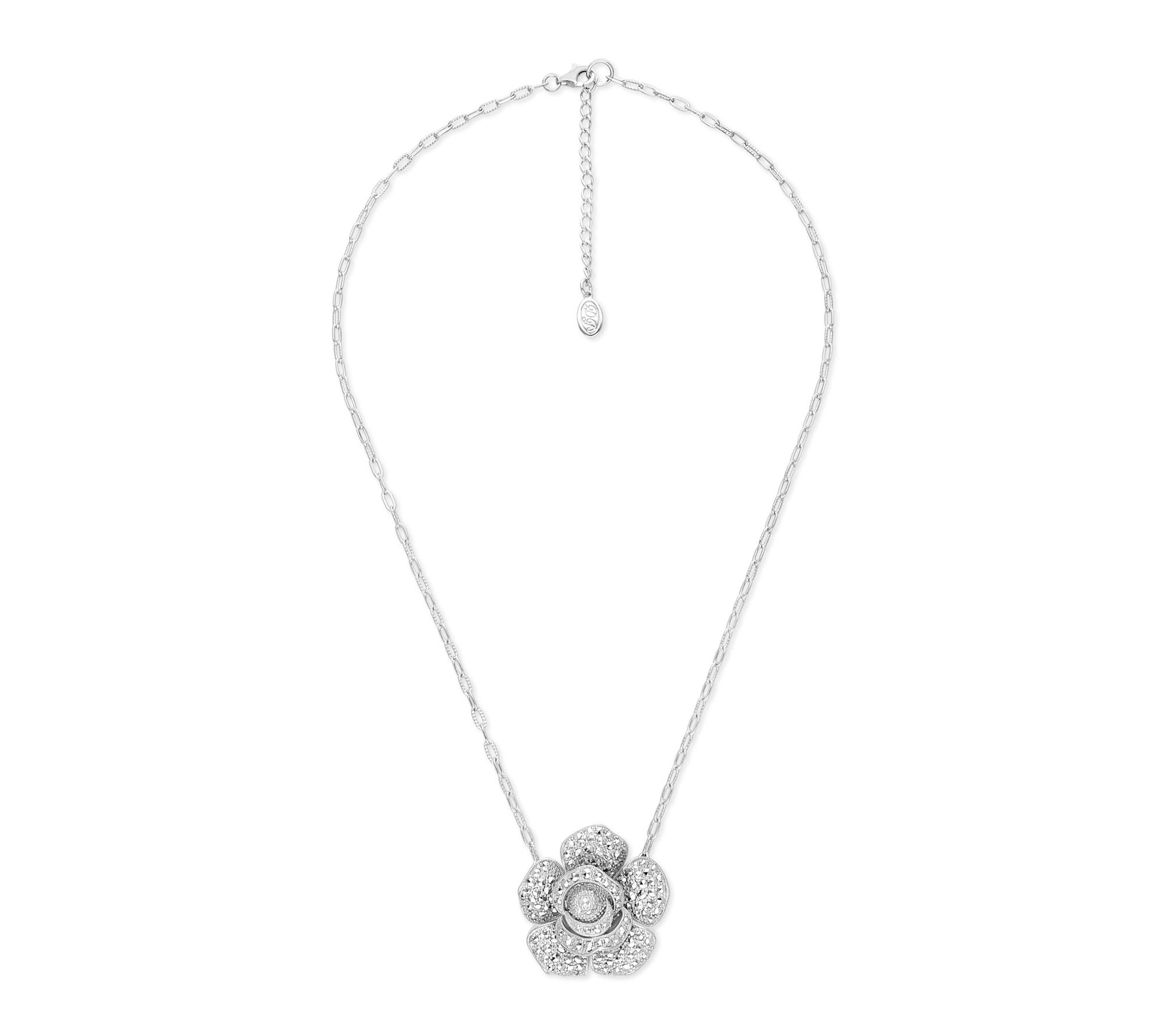 Dallas Prince Sterling Chrome Marcasite HarmonyRose Necklace