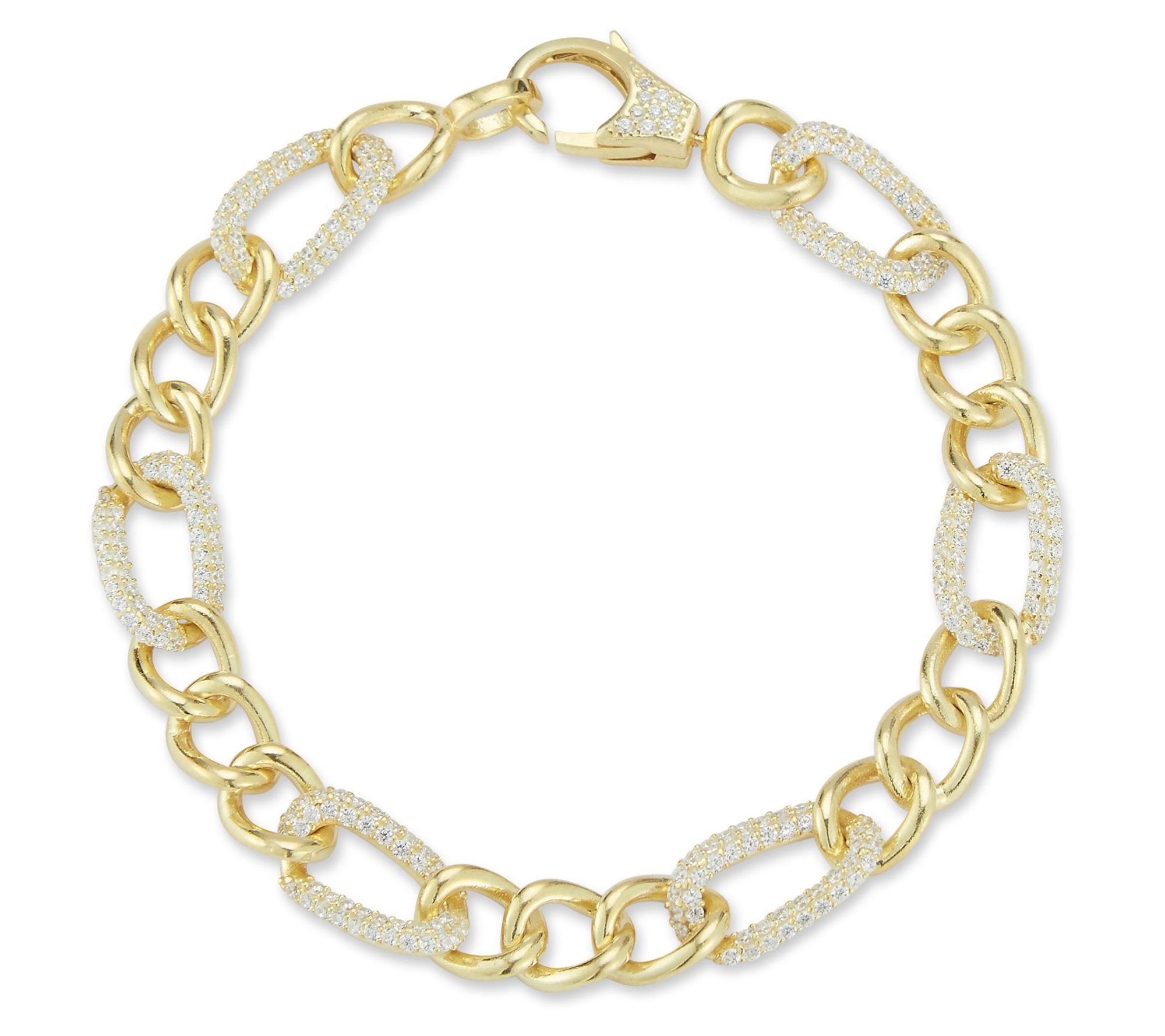 Sterlina Silver Pave Figaro Bracelet, Sterling