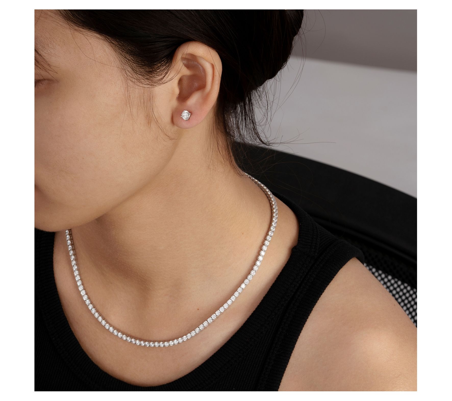 Diamonique 16.10 cttw Necklace & Earrings Set,Sterling Silver