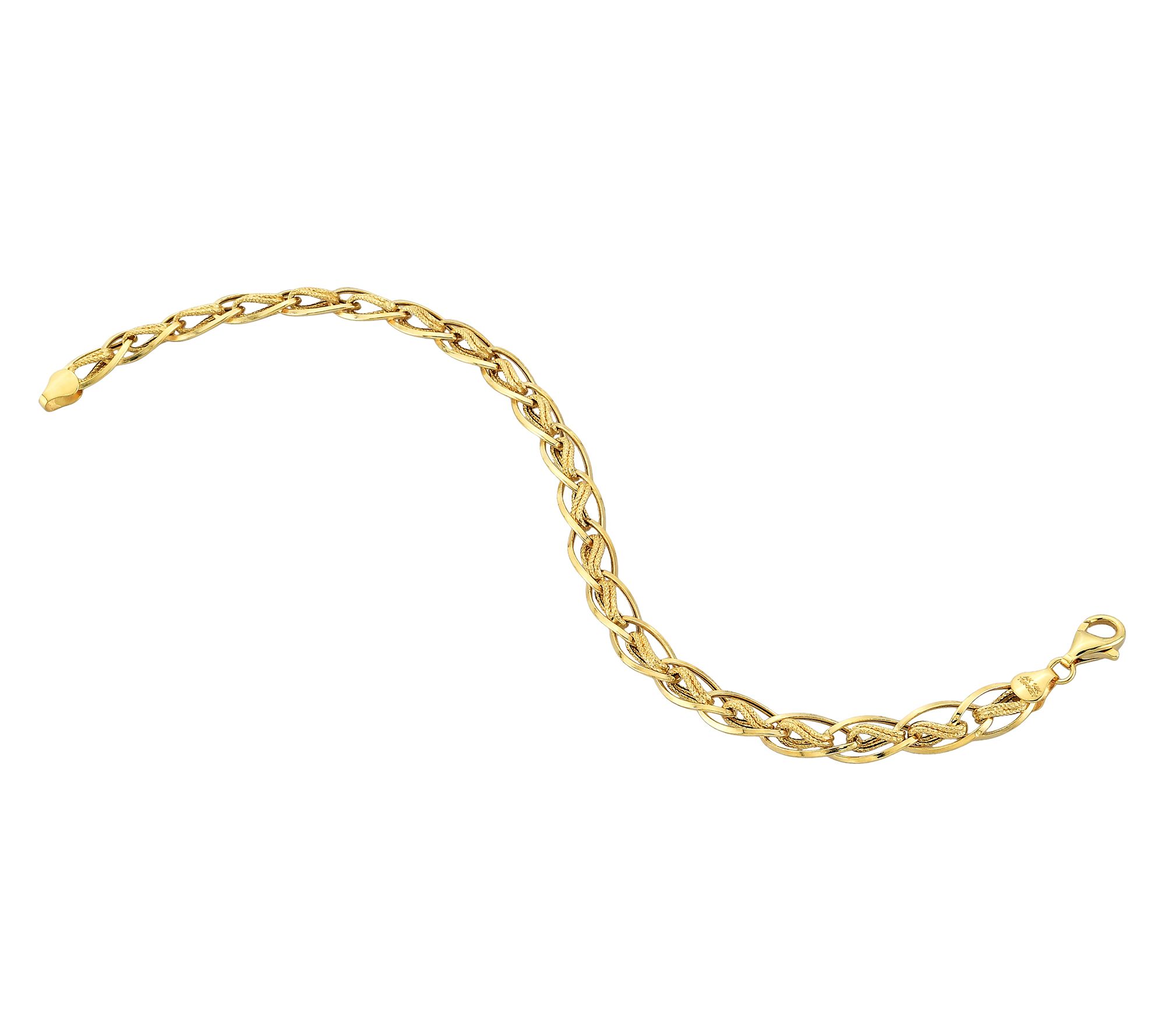 Adorna 14K Gold Textured & Polished Oval Link Bracelet