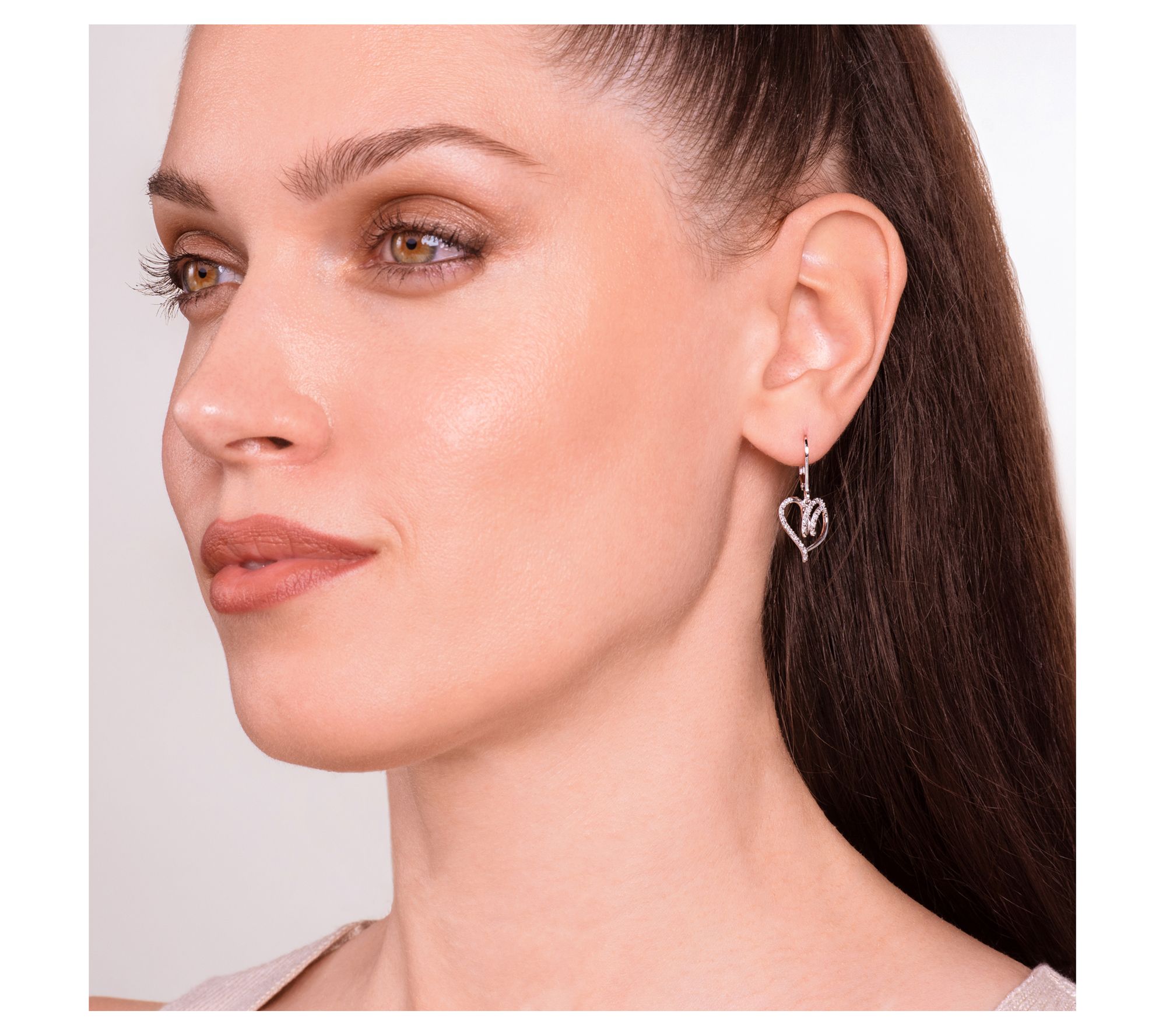 Sterling Silver Diamond Accent Open Heart Swirl Earrings