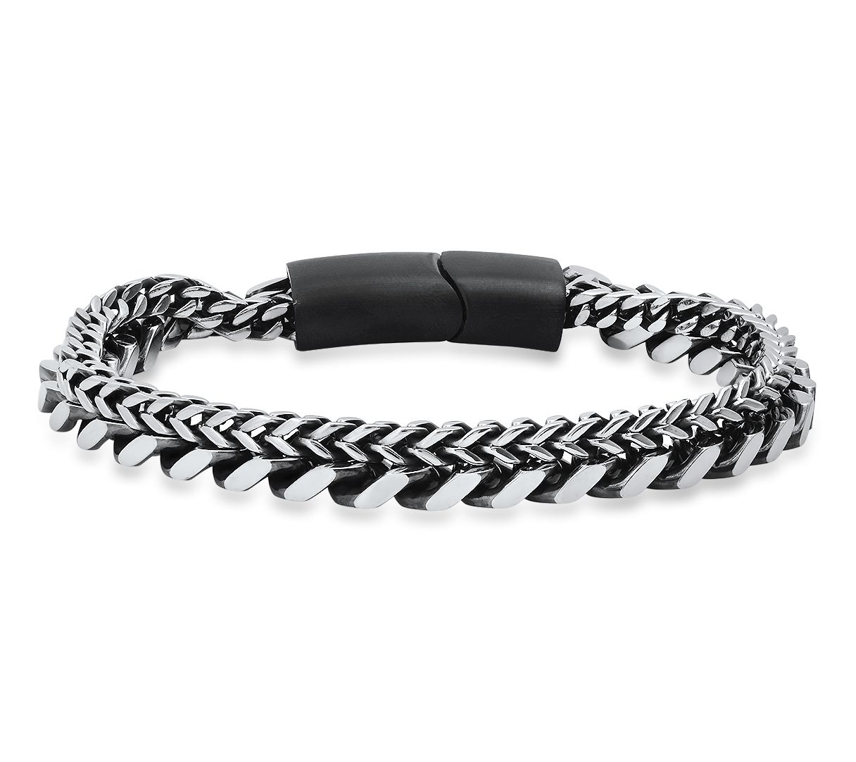 Steel By Design Layered Cuban & Wheat Chain Bracelet