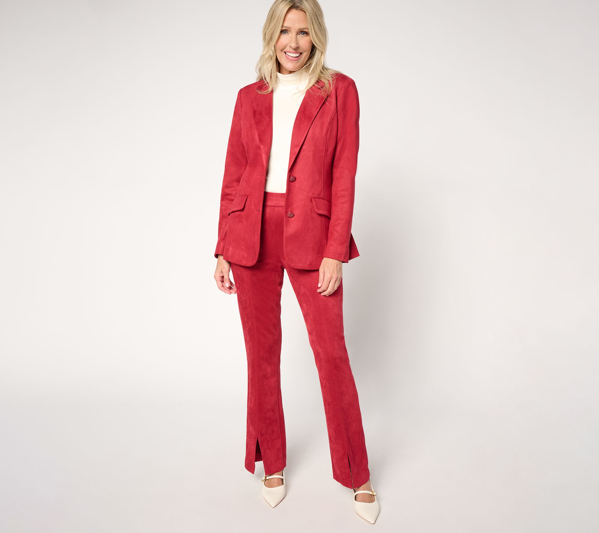 Isaac Mizrahi Live! Petite Estate Stretch Faux Suede Blazer w/Lining