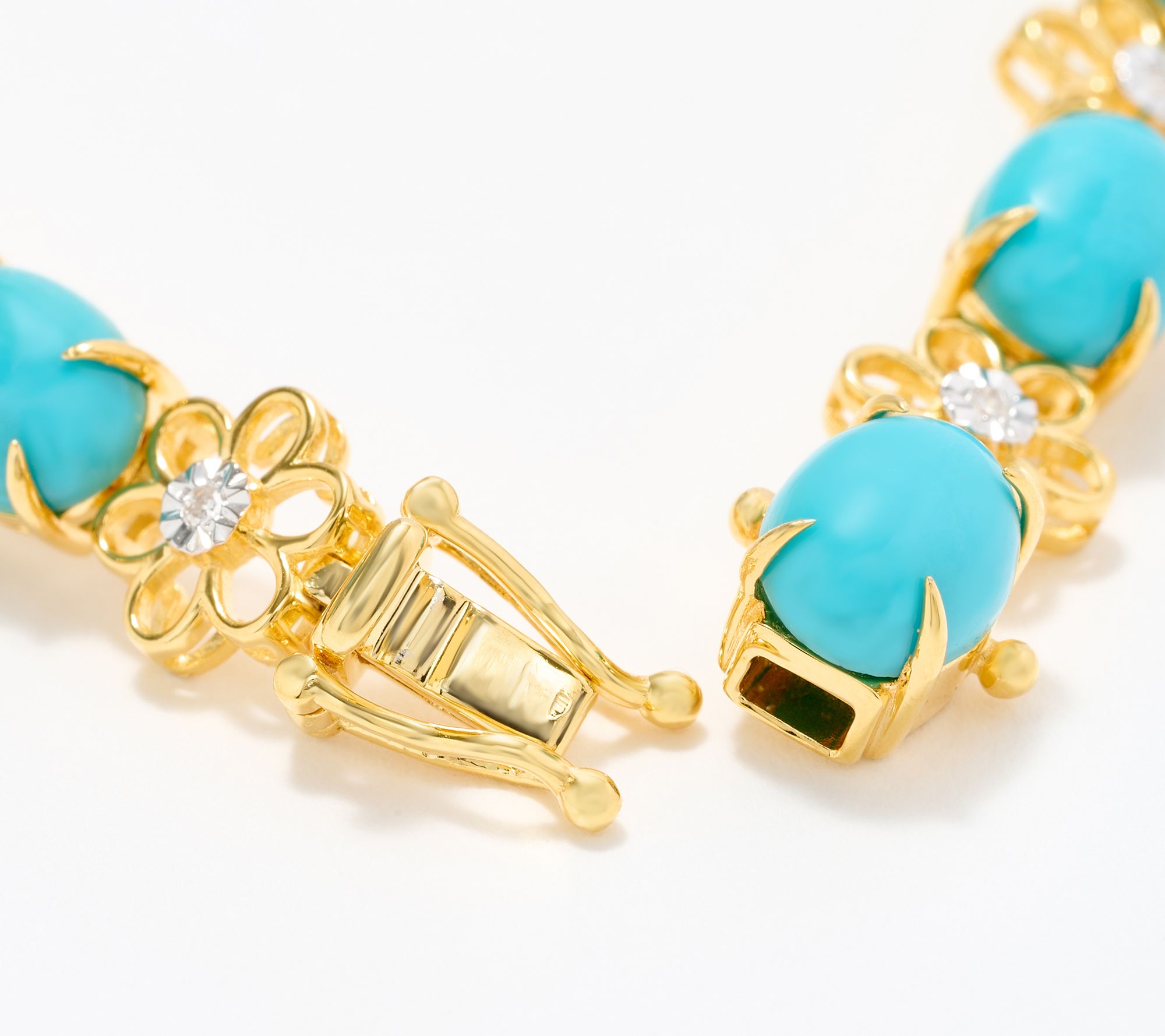 Affinity Gems Sleeping Beauty Turquoise w/ Flower Bracelet Sterling Silver