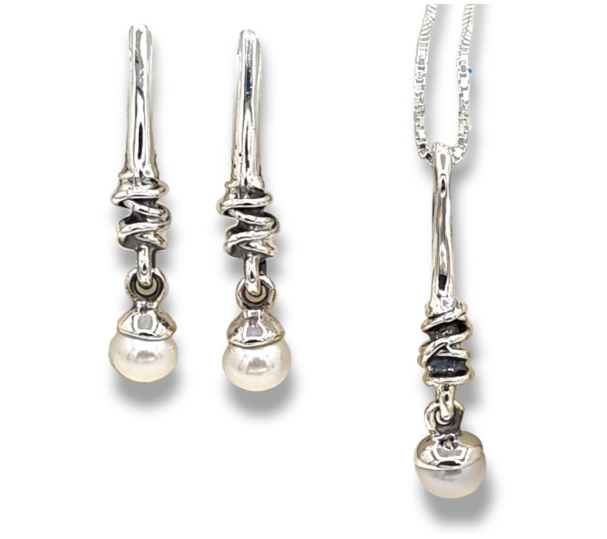 Hagit Cultured Pearl Earrings & Necklace Set,Sterling Silver