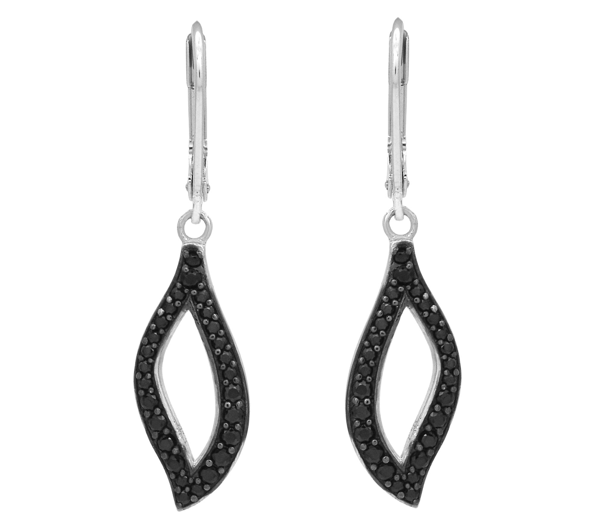 Affinity Gems Pave Black Spinel Dangle Earrings, Sterling