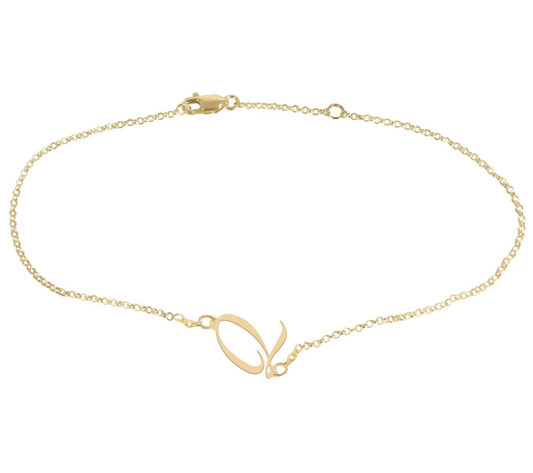 Personalized 14K Gold Plated Script Initial Ankle Bracelet