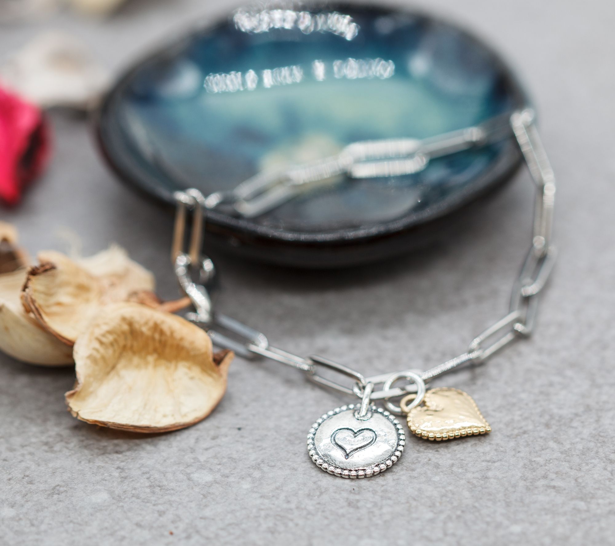 Or Paz Two-Tone Sterling Paperclip Bracelet with Charms