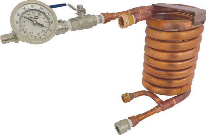 Wort Chiller - Counterflow Chiller Assembly (with In-Line Thermometer) | MoreBeer! WC106