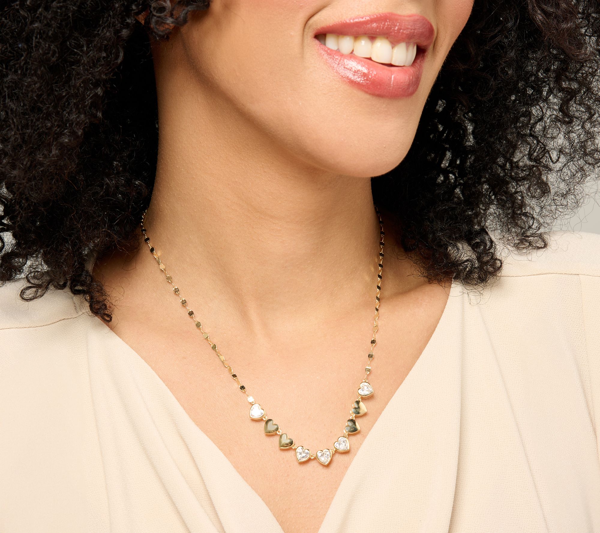 Diamonique x Kathy Levine Heart Song Necklace, Sterling Silver