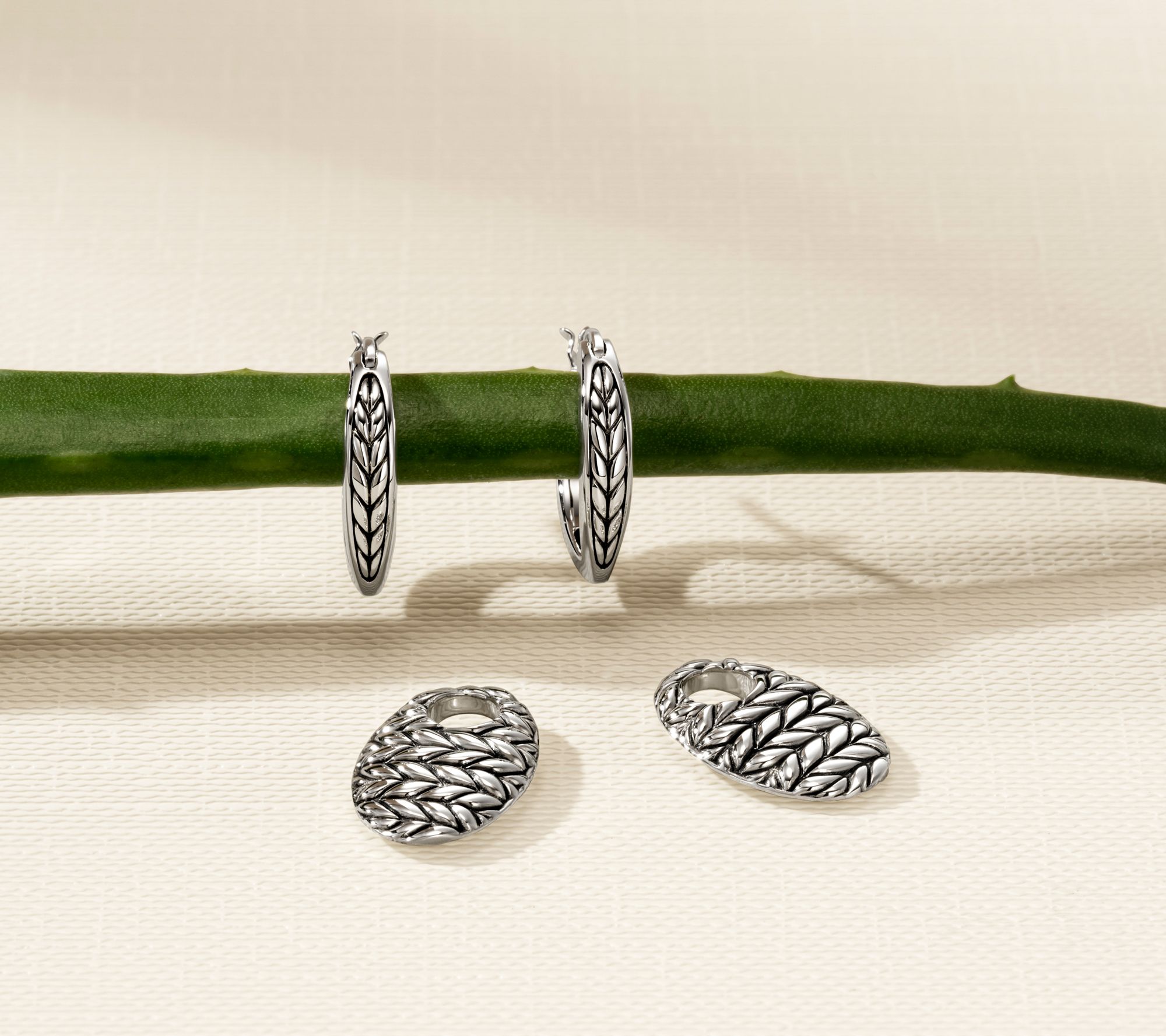 JAI Sterling Silver Removable Mariner Link Hoop Earrings