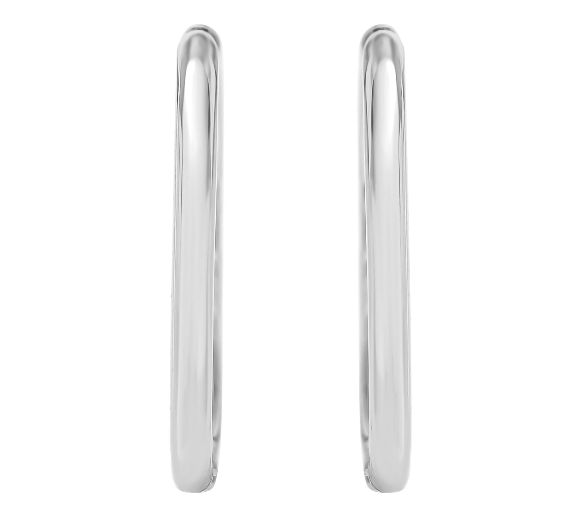 Silver Style Polished U Shape Hoop Earrings, Sterling