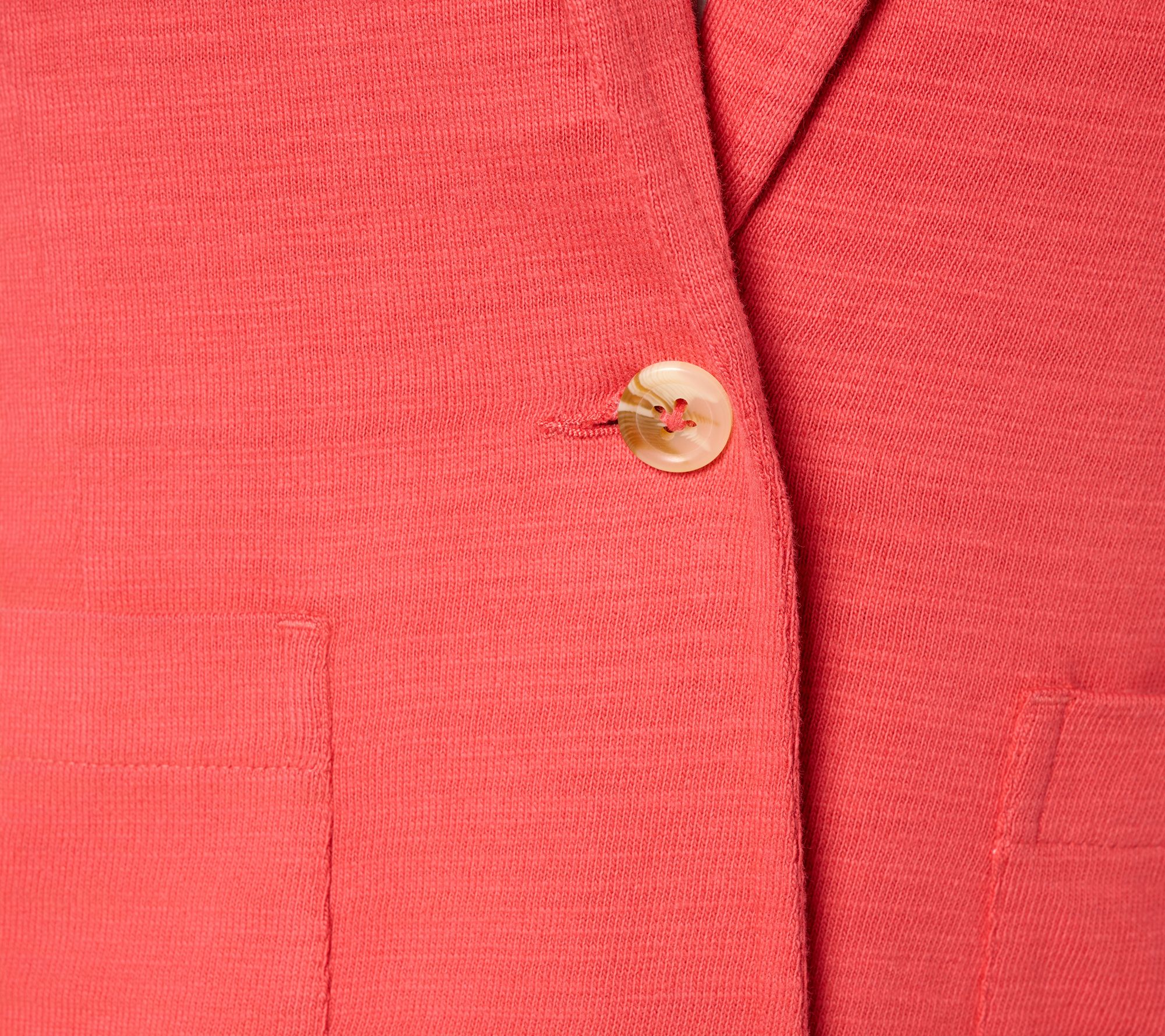 Denim & Co. Textured Cotton Button Front Blazer with Pockets