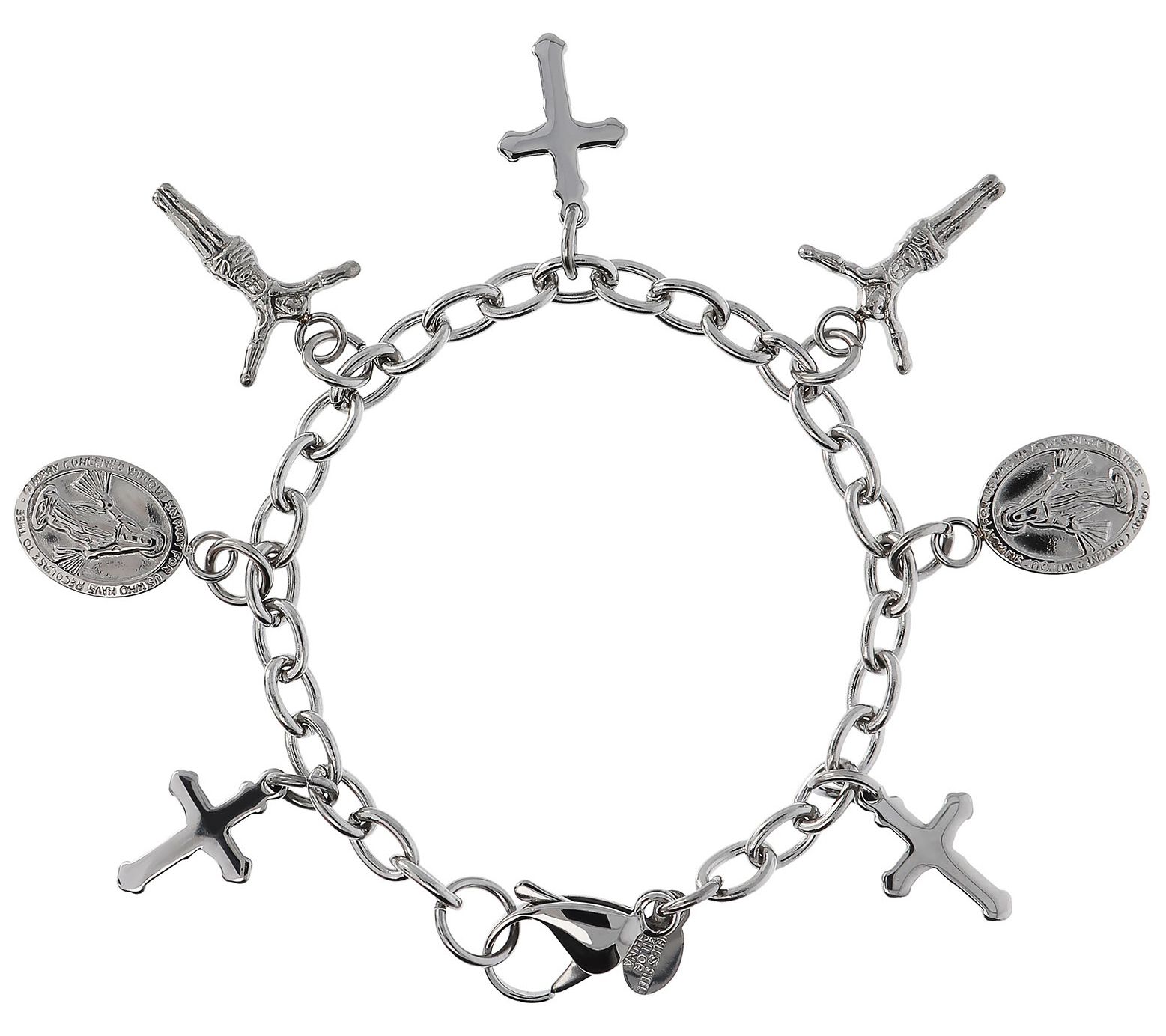 Steel by Design Religious Motif Charm Bracelet